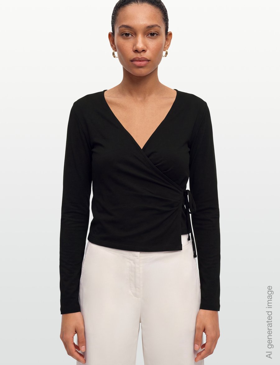 Organic Basics - Everyday Wrap Top - oberteile - black - 3