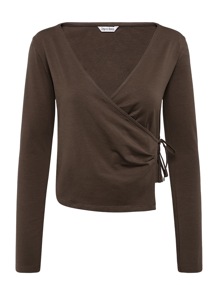 Organic Basics - Everyday Wrap Top - topid - truffle - 1
