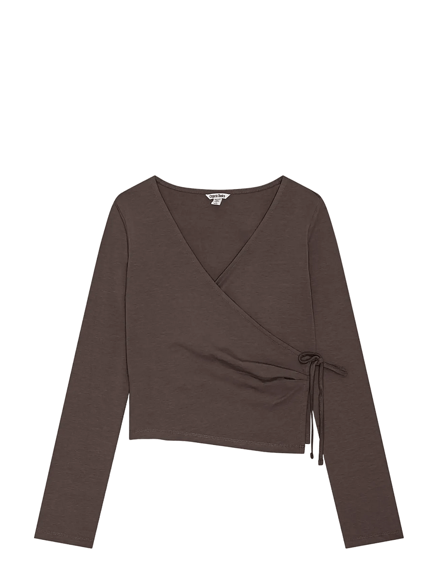 Organic Basics - Everyday Wrap Top - Överdelar - truffle - 1
