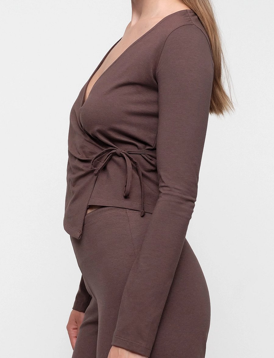 Organic Basics - Everyday Wrap Top - oberteile - truffle - 4