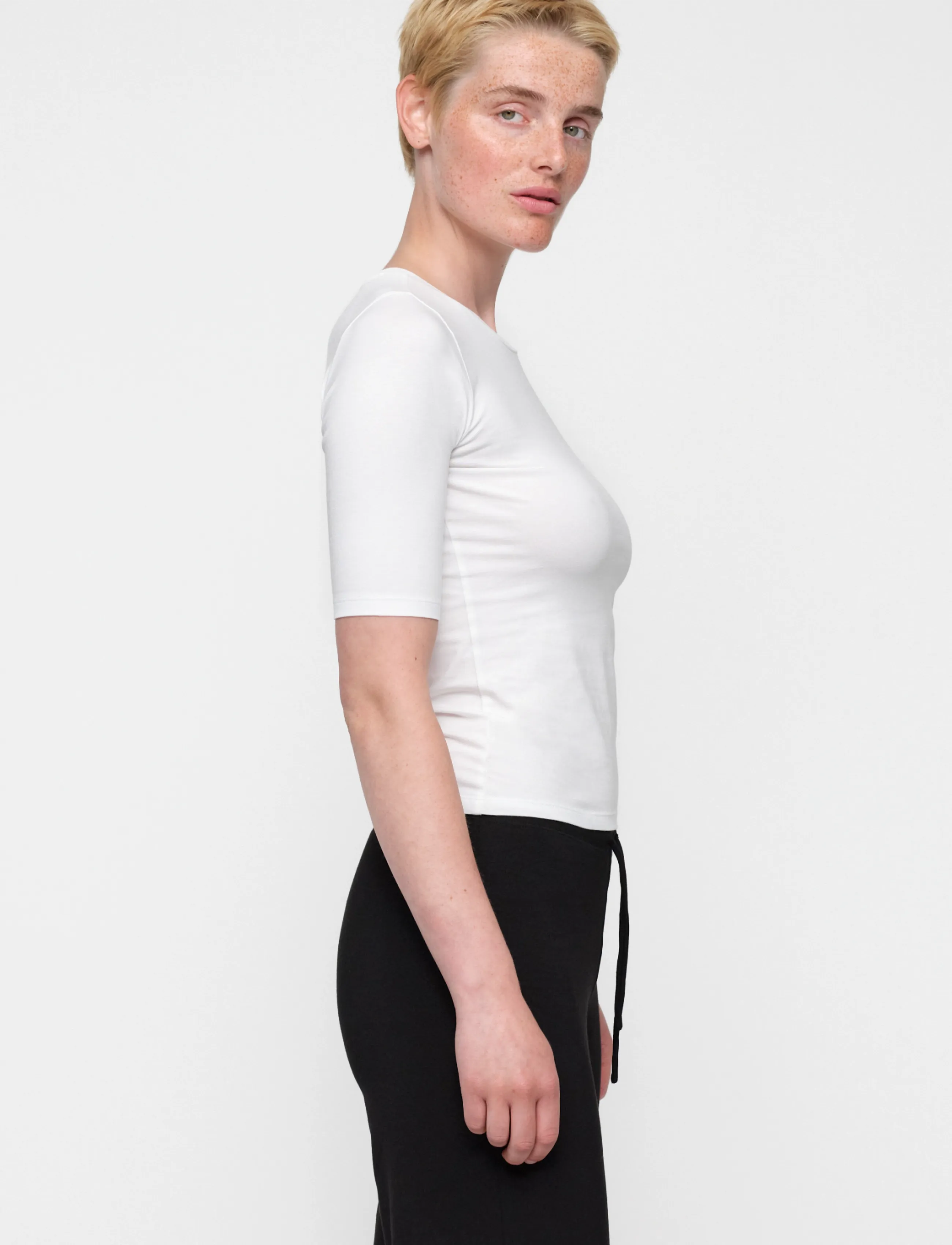 Organic Basics - Everyday 3/4 Sleeve Tee - topid - white - 2