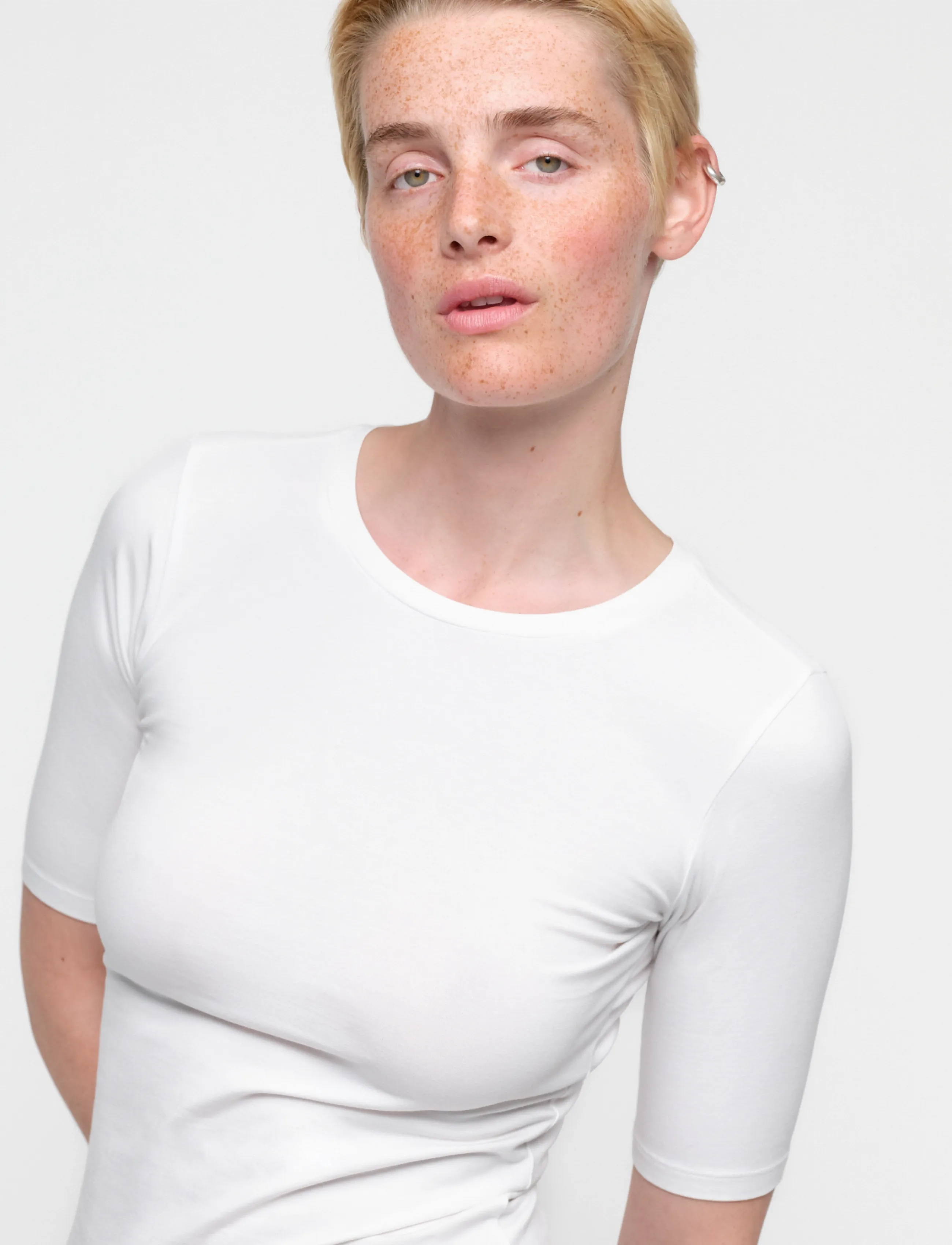 Organic Basics - Everyday 3/4 Sleeve Tee - topid - white - 4