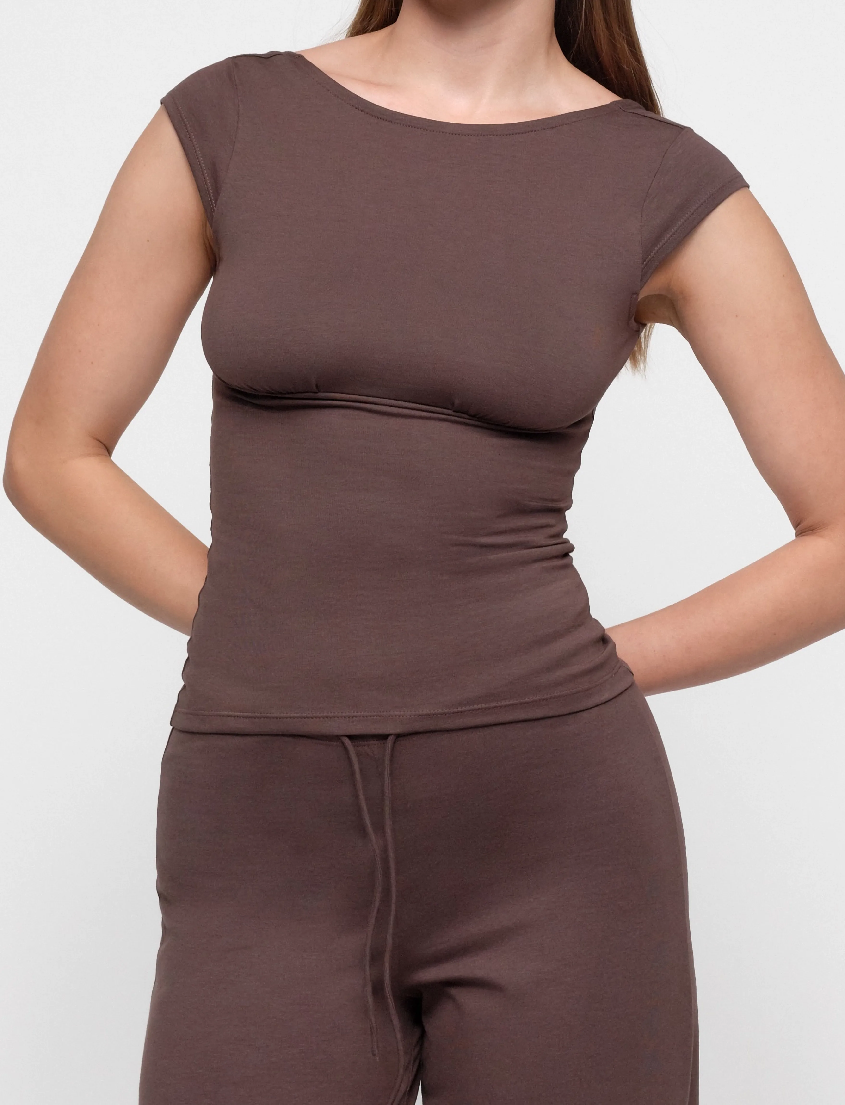 Organic Basics - Everyday Corset Top - tops - truffle - 2