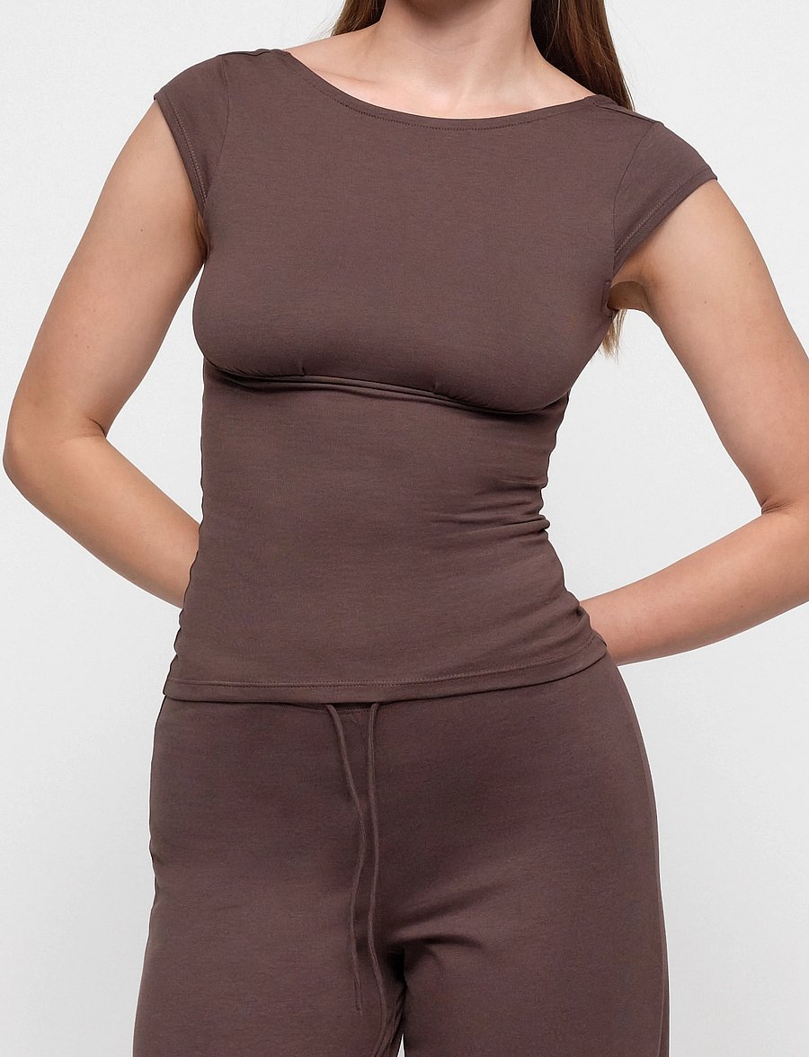 Organic Basics - Everyday Corset Top - tops - truffle - 2