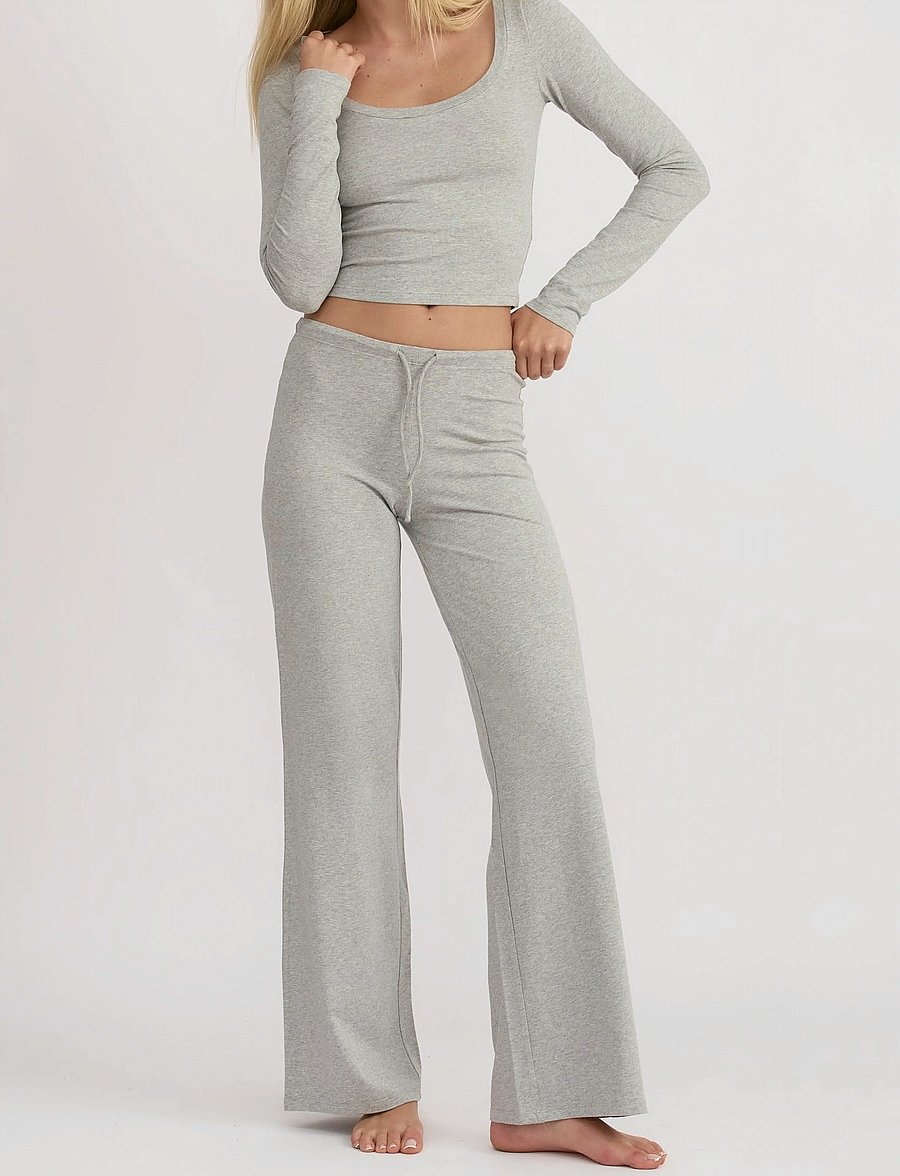 Organic Basics - Everyday Straight Leg Pants - nachtwäsche & loungewear - grey melange - 0