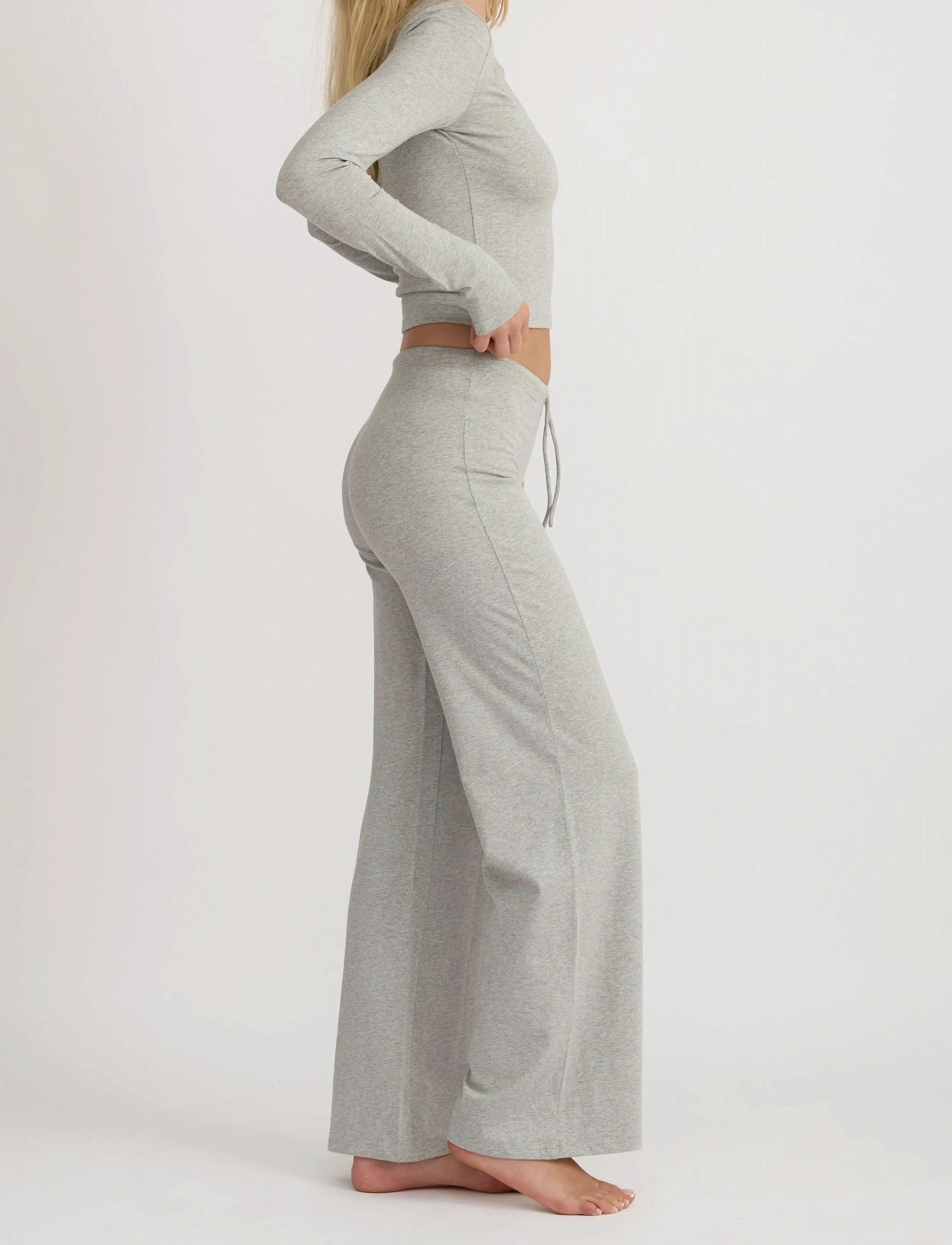 Organic Basics - Everyday Straight Leg Pants - bottoms - grey melange - 3