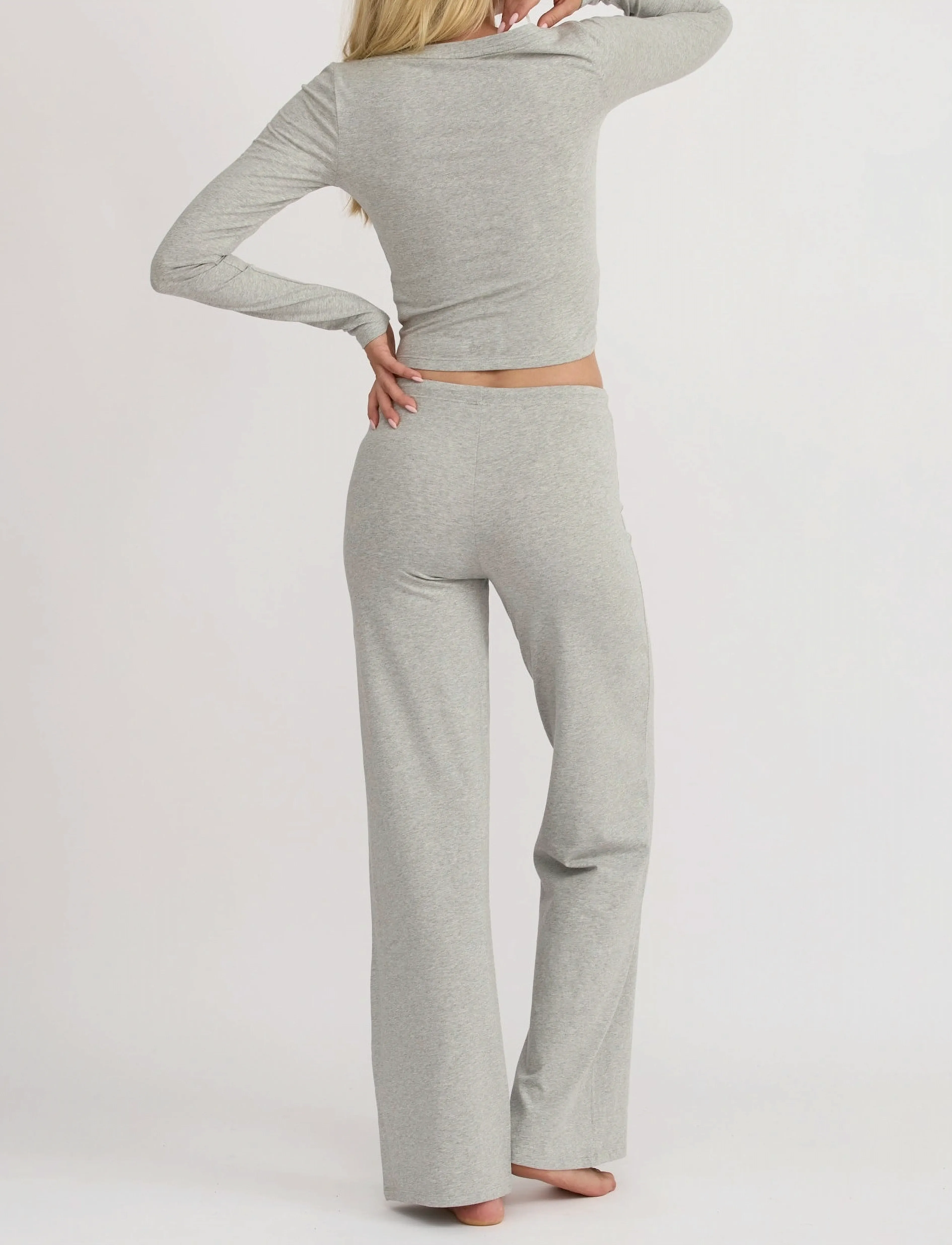Organic Basics - Everyday Straight Leg Pants - bottoms - grey melange - 4