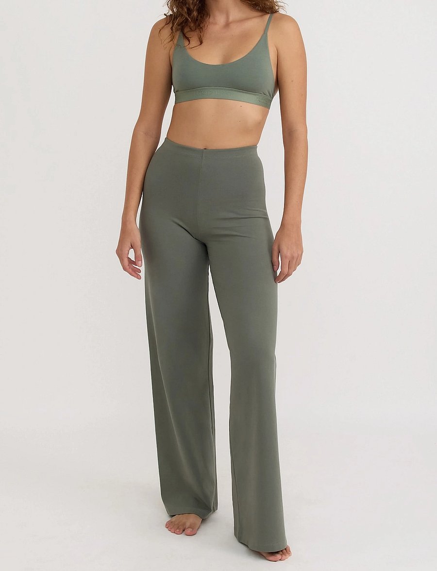 Organic Basics - Core Straight Leg Pants - pantalons larges - seaweed - 0