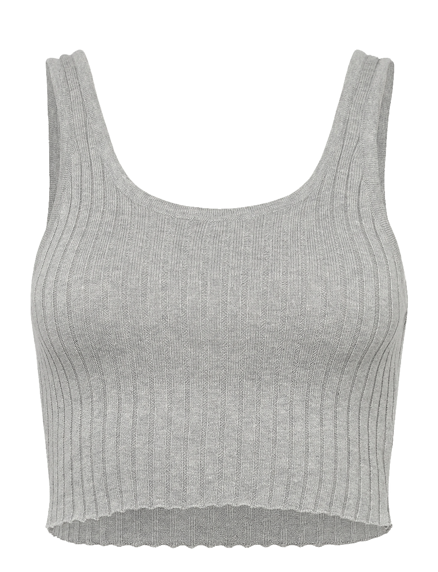 Organic Basics - True Knit Crop Tank Top - tank top-bh'er - grey melange - 0