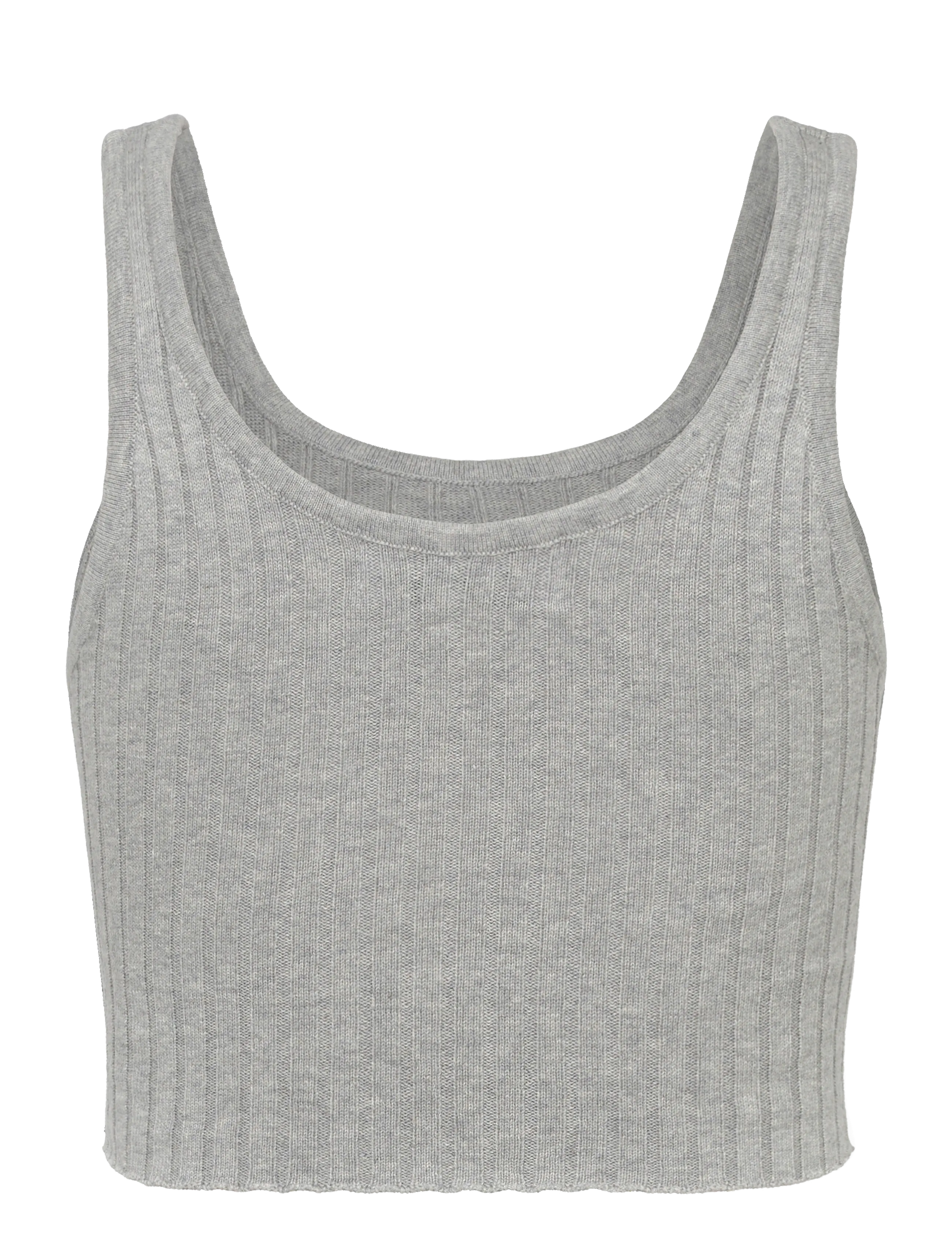 Organic Basics - True Knit Crop Tank Top - tank top-bh'er - grey melange - 1