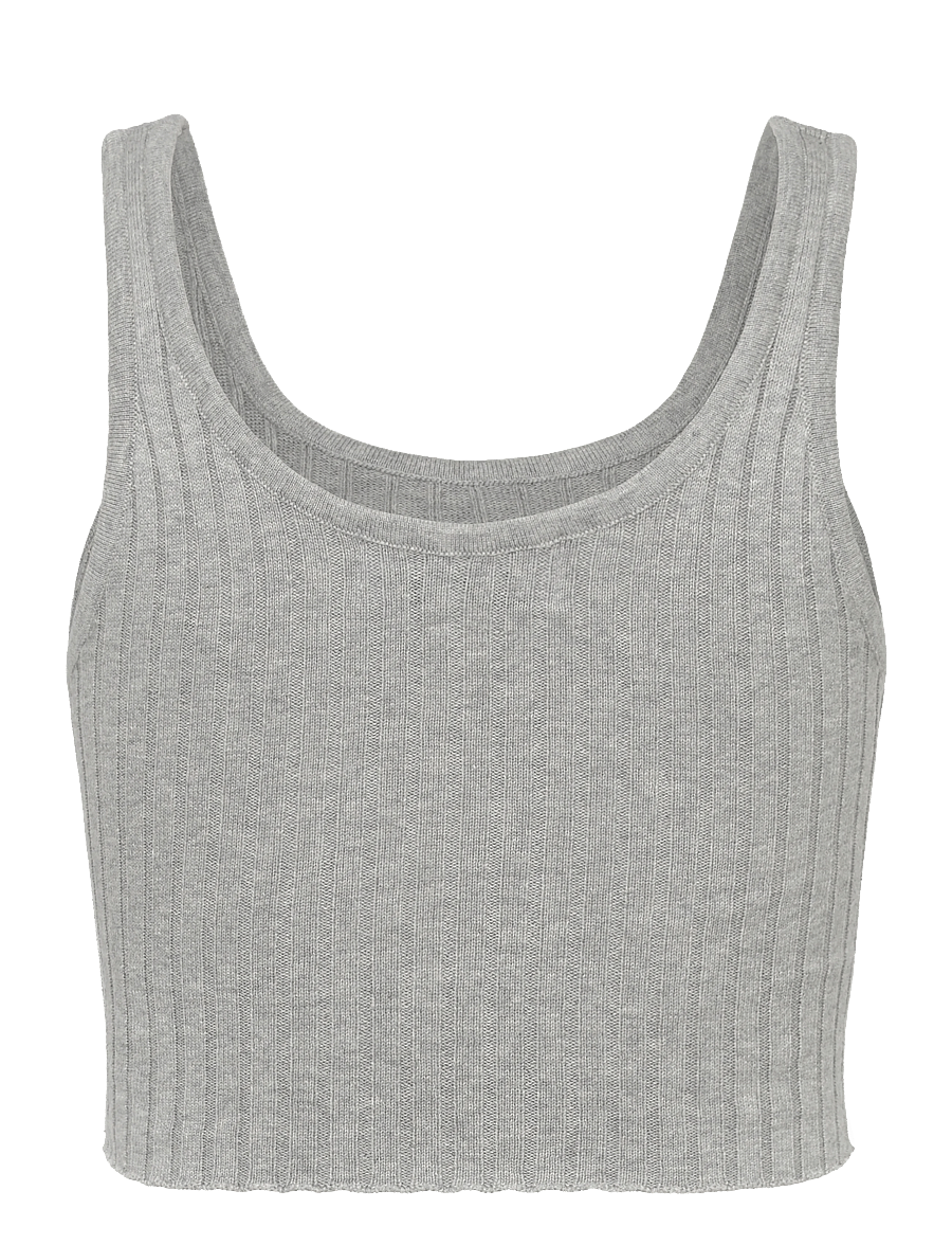 Organic Basics - True Knit Crop Tank Top - tank top-bh'er - grey melange - 1