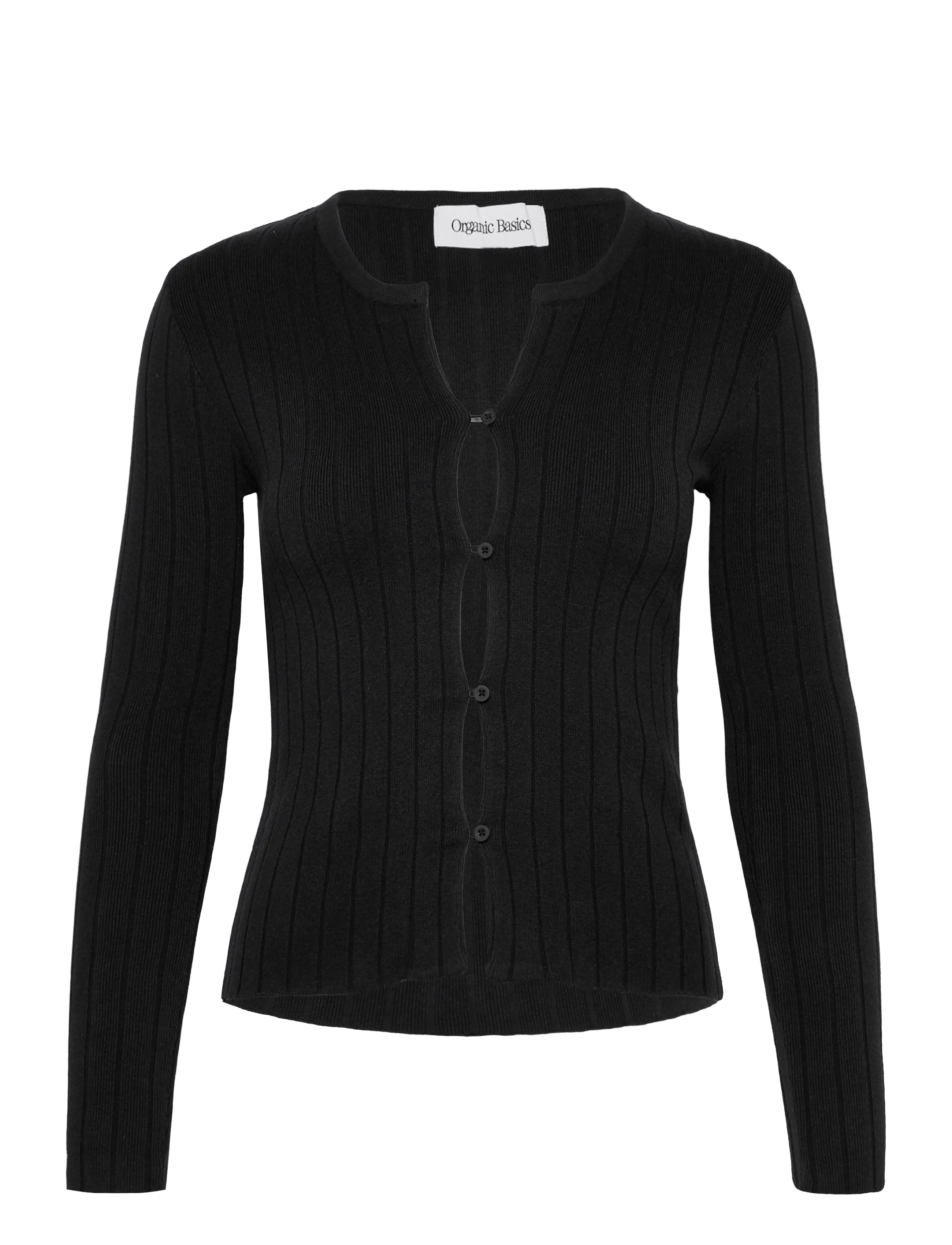 Organic Basics Soft Knit Rib Cardigan - Cardigans - BLACK / black