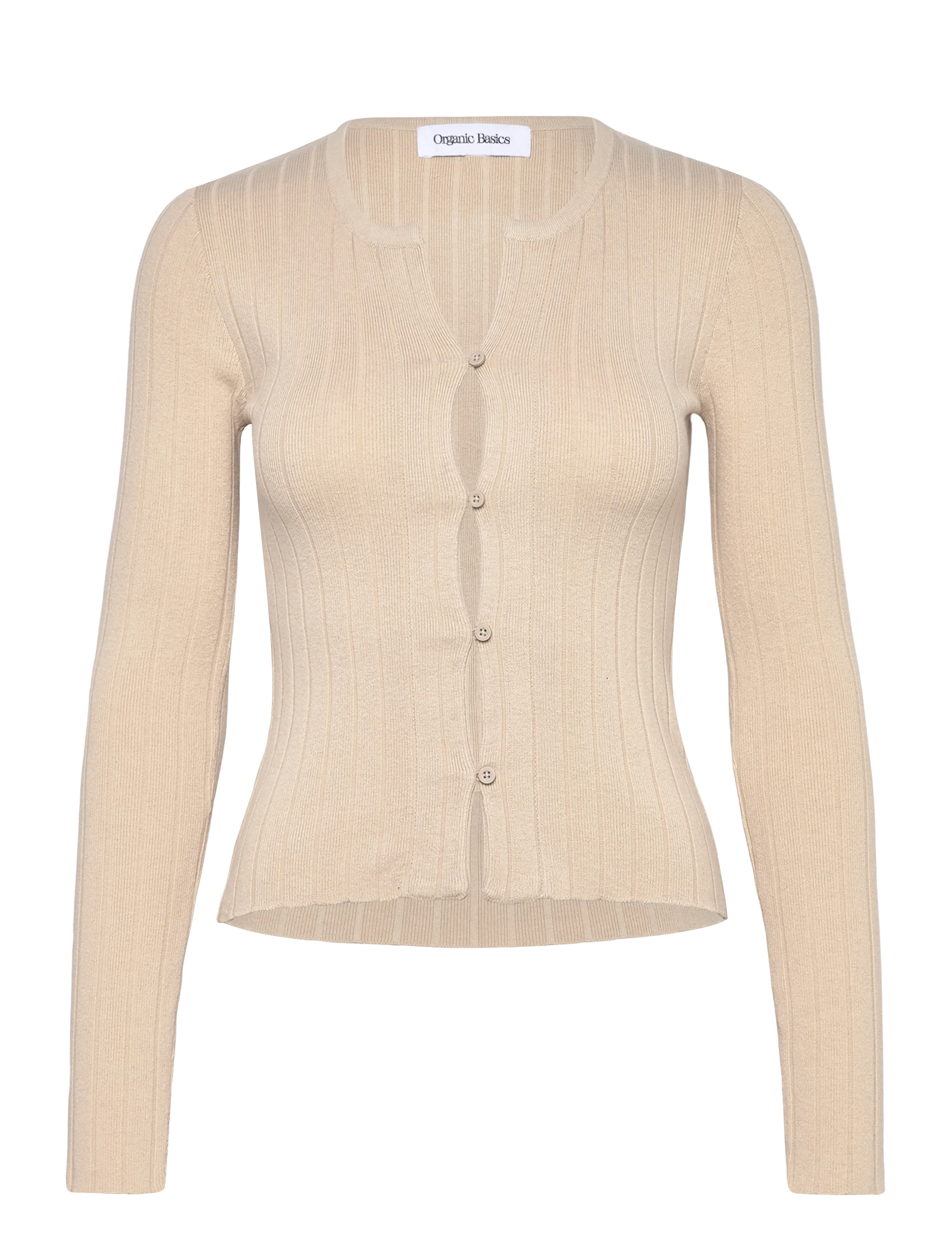 ORGANIC BASICS Soft Knit Rib Cardigan Beige - L - Damen