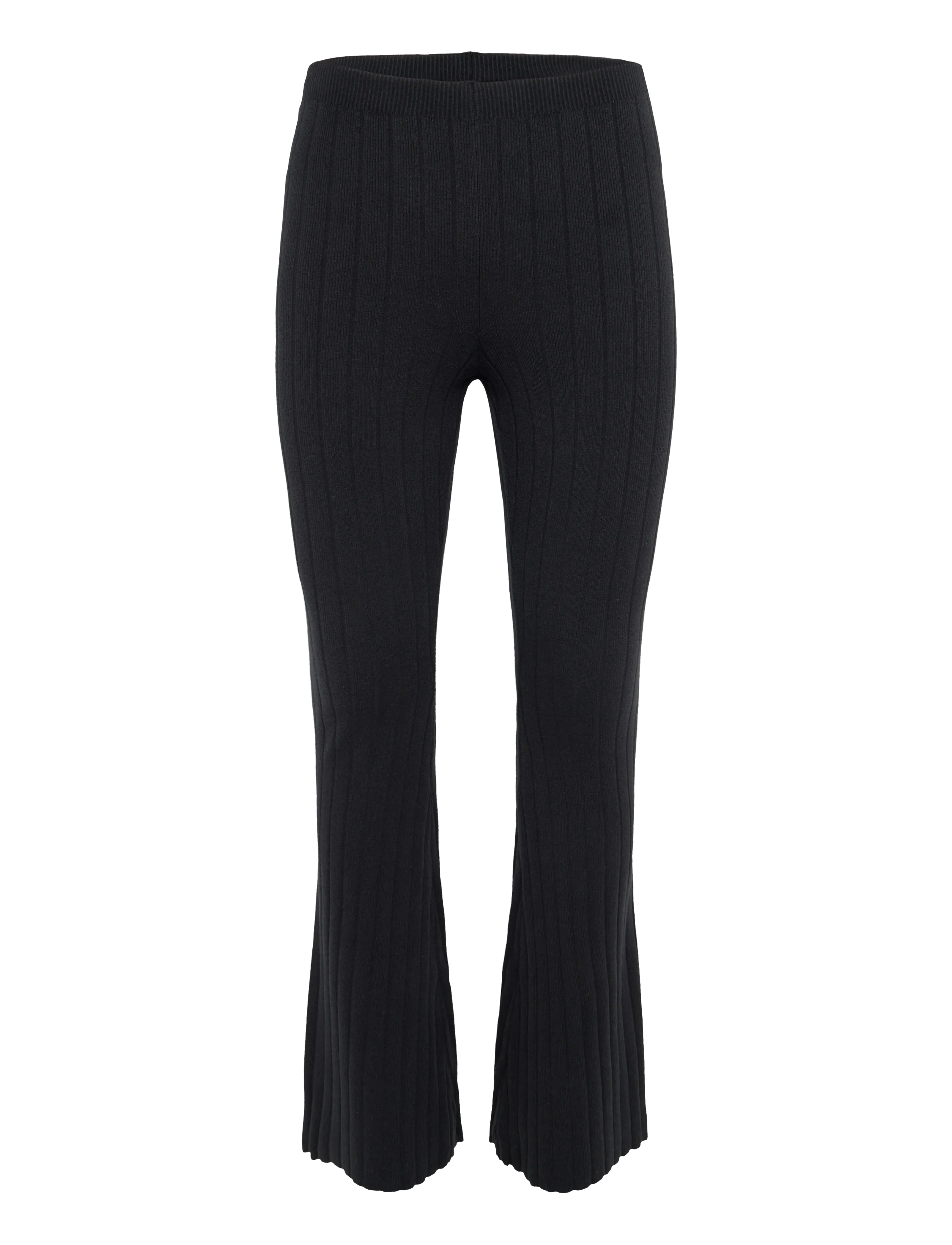 ORGANIC BASICS Soft Knit Rib Flare Hosen Schwarz - L - Damen