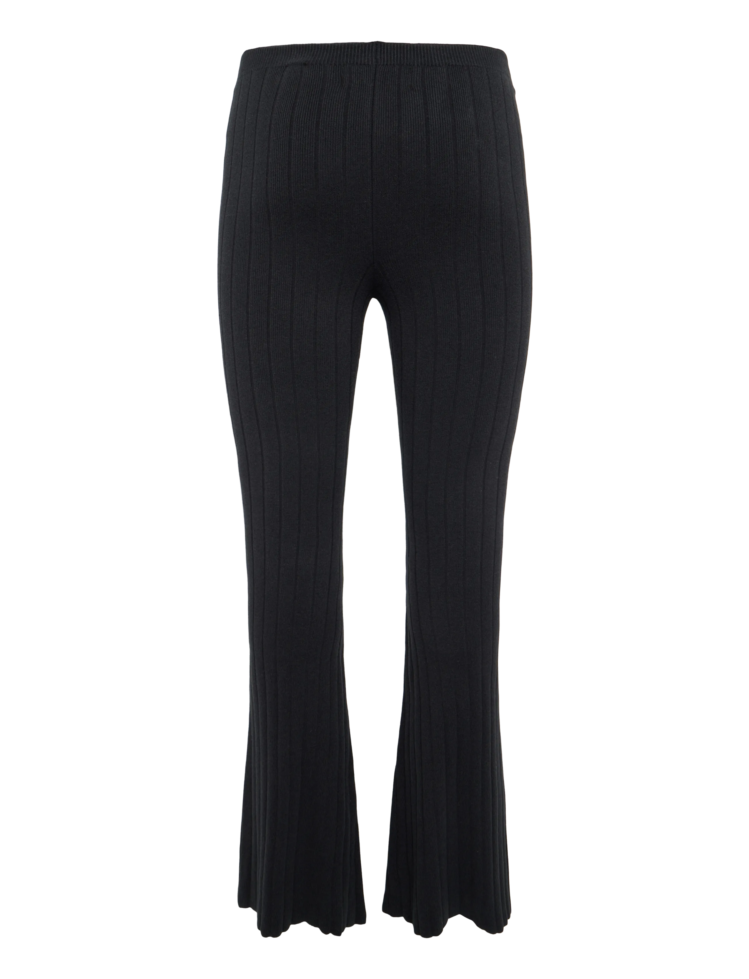 Organic Basics - Soft Knit Rib Flare Pants - kvinder - black - 1
