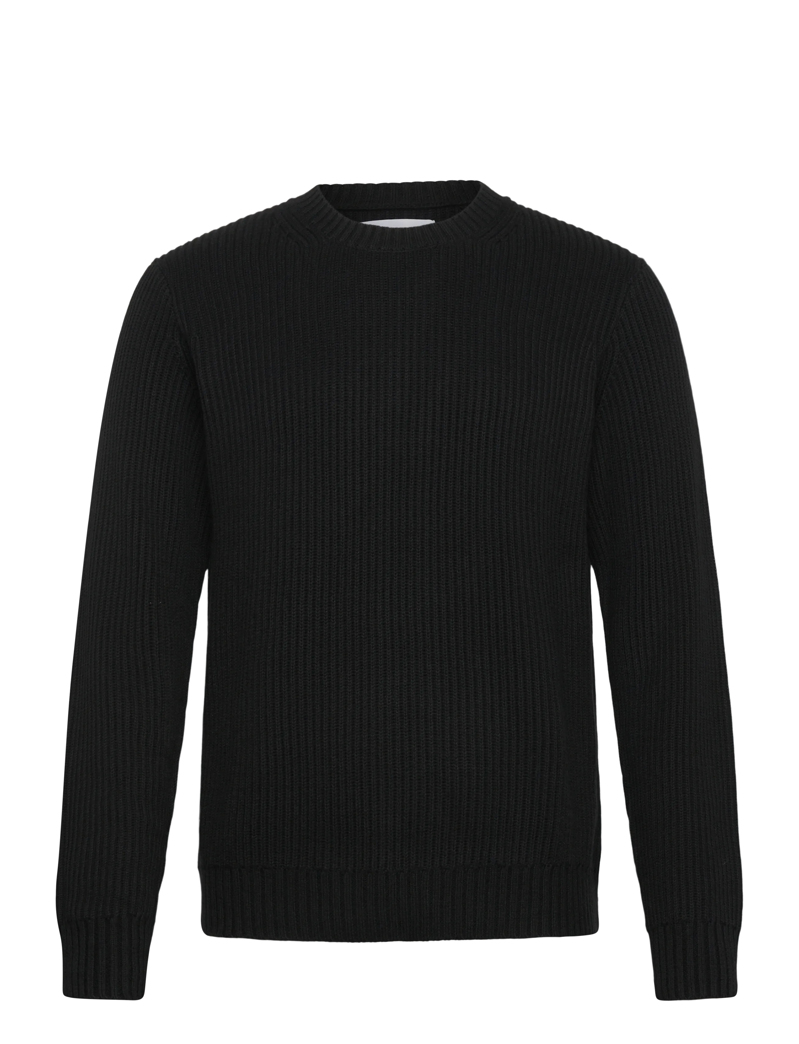 Organic Basics Soft Knit Chunky Crewneck Sweater - Strik - BLACK / black