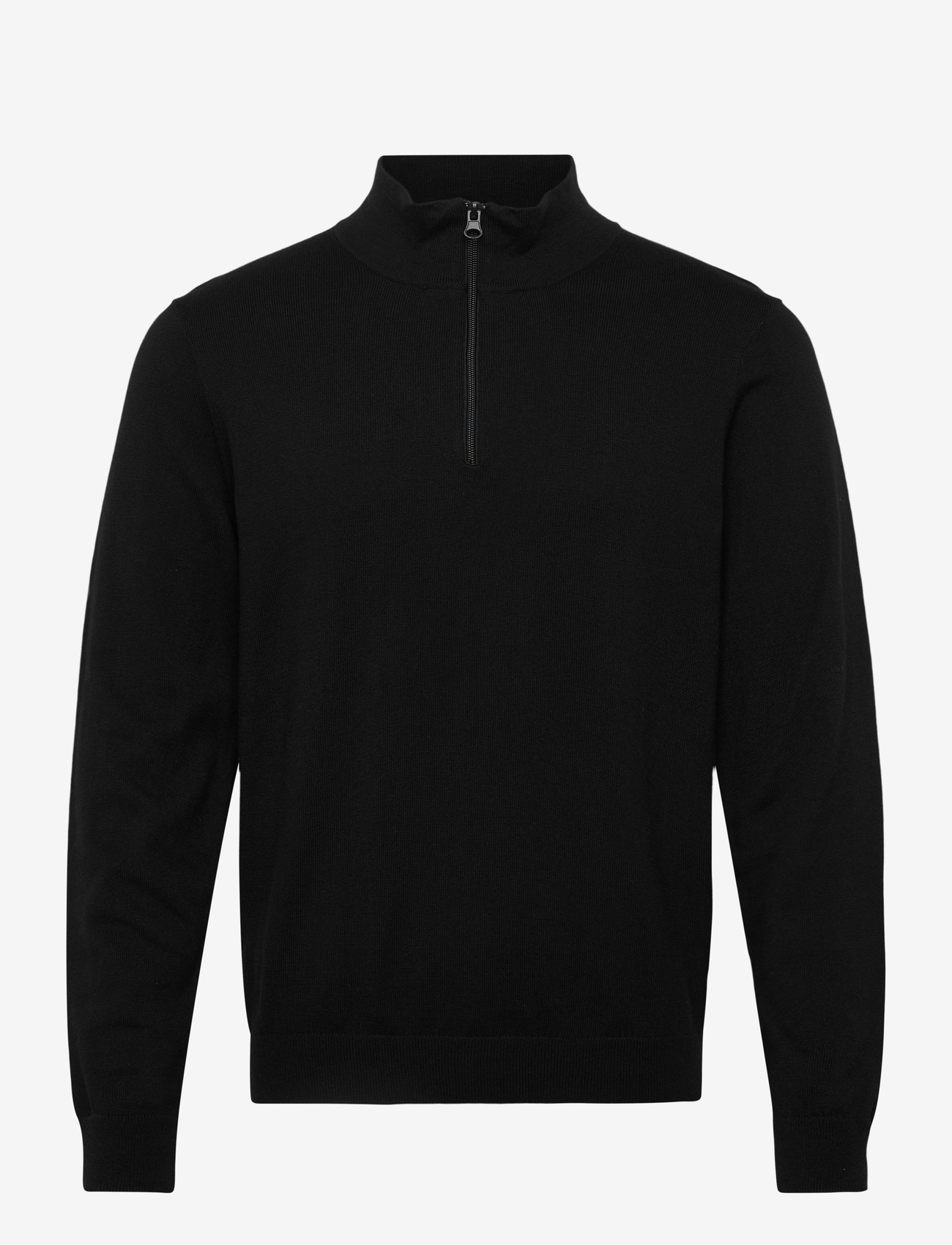 Organic Basics - Soft Knit Half Zip Sweater - mænd - black - 0