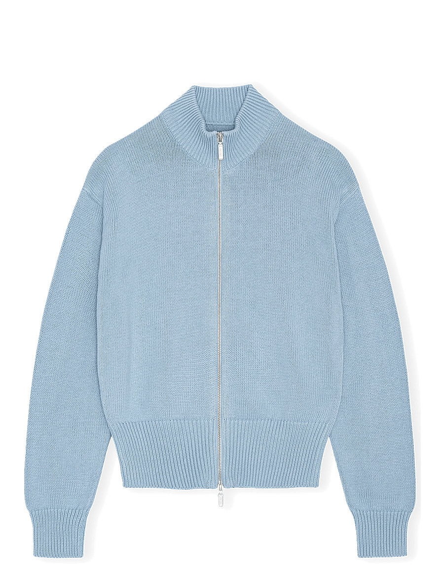 Organic Basics - True Knit High Collar Cardigan - cloudy blue - 1