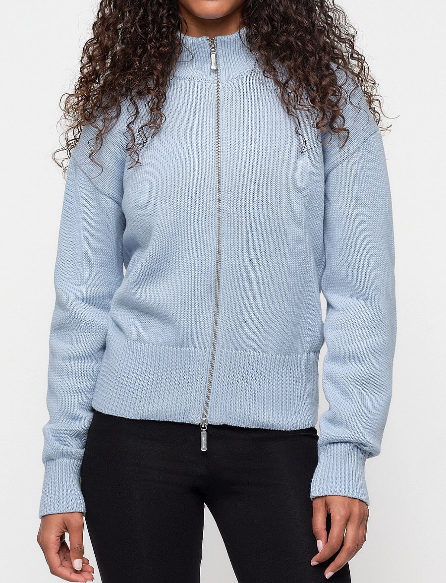 Organic Basics - True Knit High Collar Cardigan - cloudy blue - 0