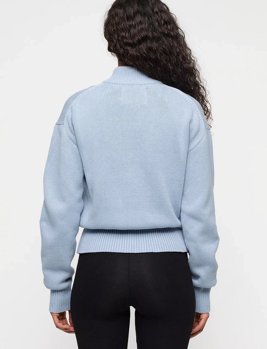Organic Basics - True Knit High Collar Cardigan - cloudy blue - 2
