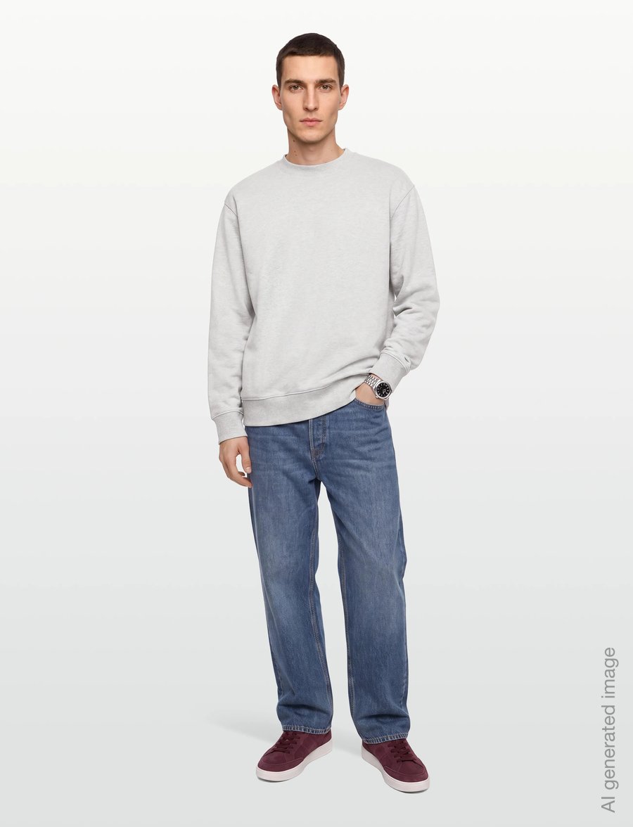Organic Basics - Weekend Boxy Fit Crewneck Sweatshirt - sweatshirts - misty grey melange - 0