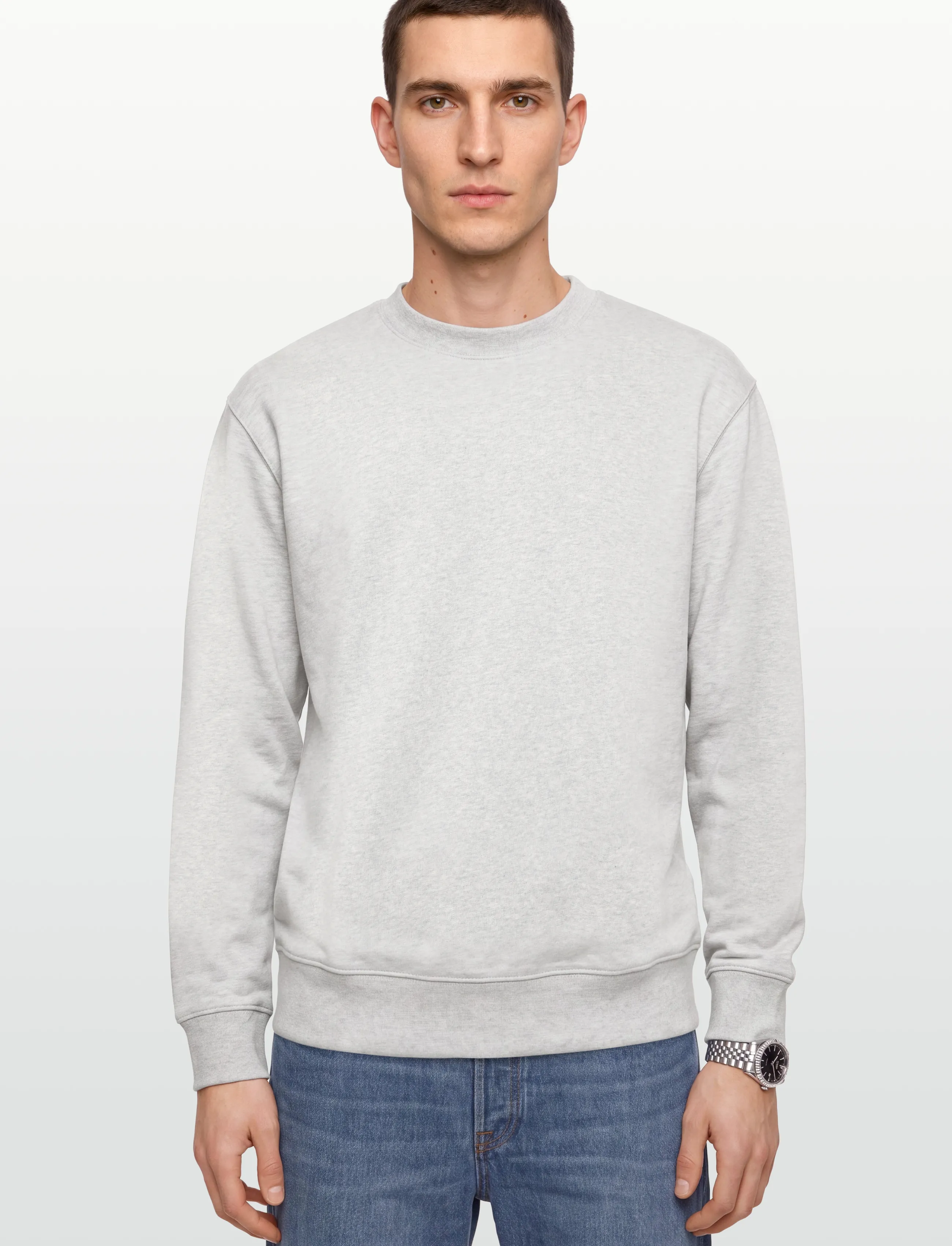 Organic Basics - Weekend Boxy Fit Crewneck Sweatshirt - sweatshirts - misty grey melange - 3