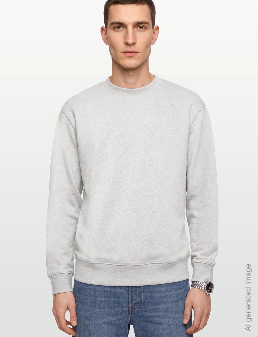 Organic Basics - Weekend Boxy Fit Crewneck Sweatshirt - sweatshirts - misty grey melange - 3