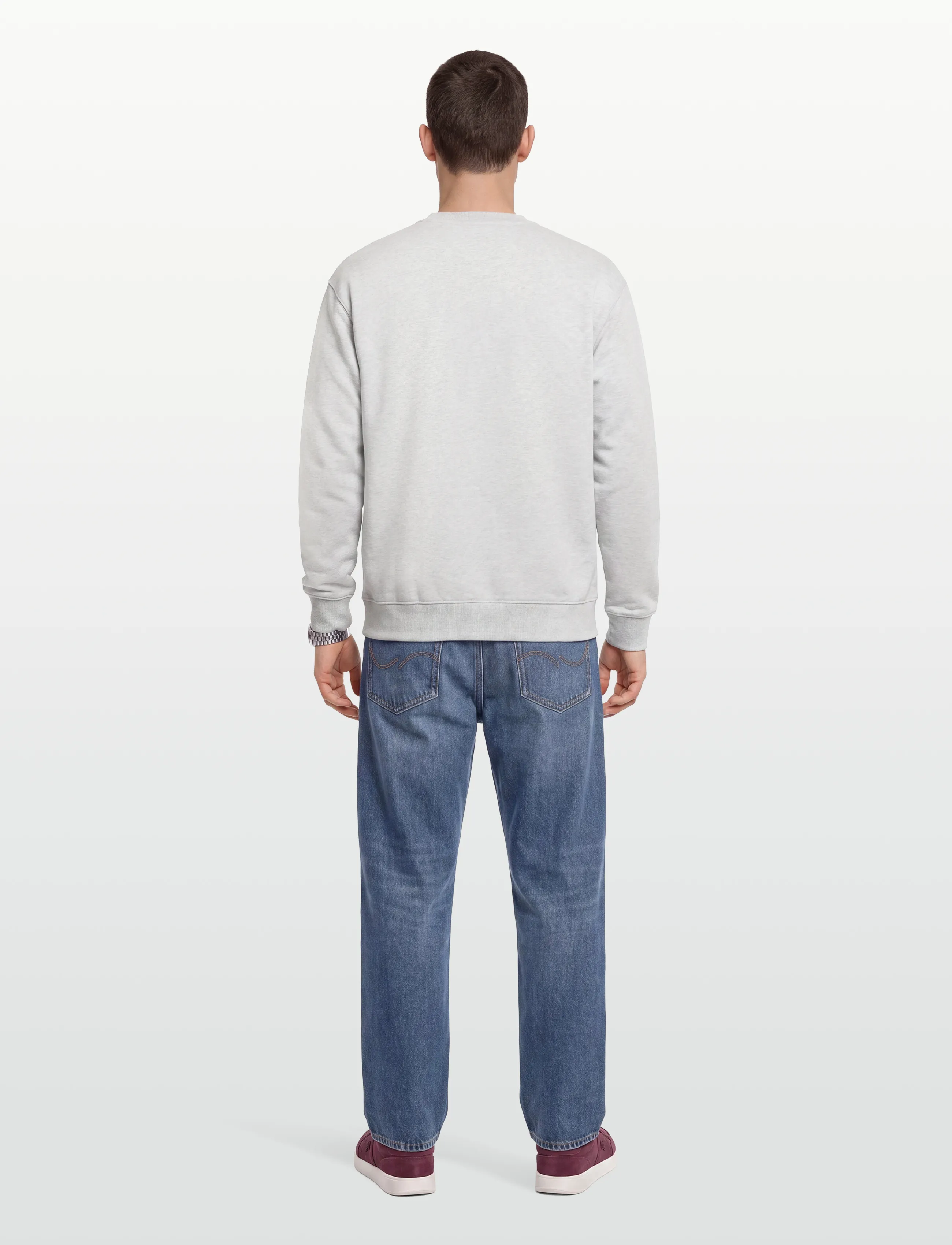 Organic Basics - Weekend Boxy Fit Crewneck Sweatshirt - sweatshirts - misty grey melange - 4
