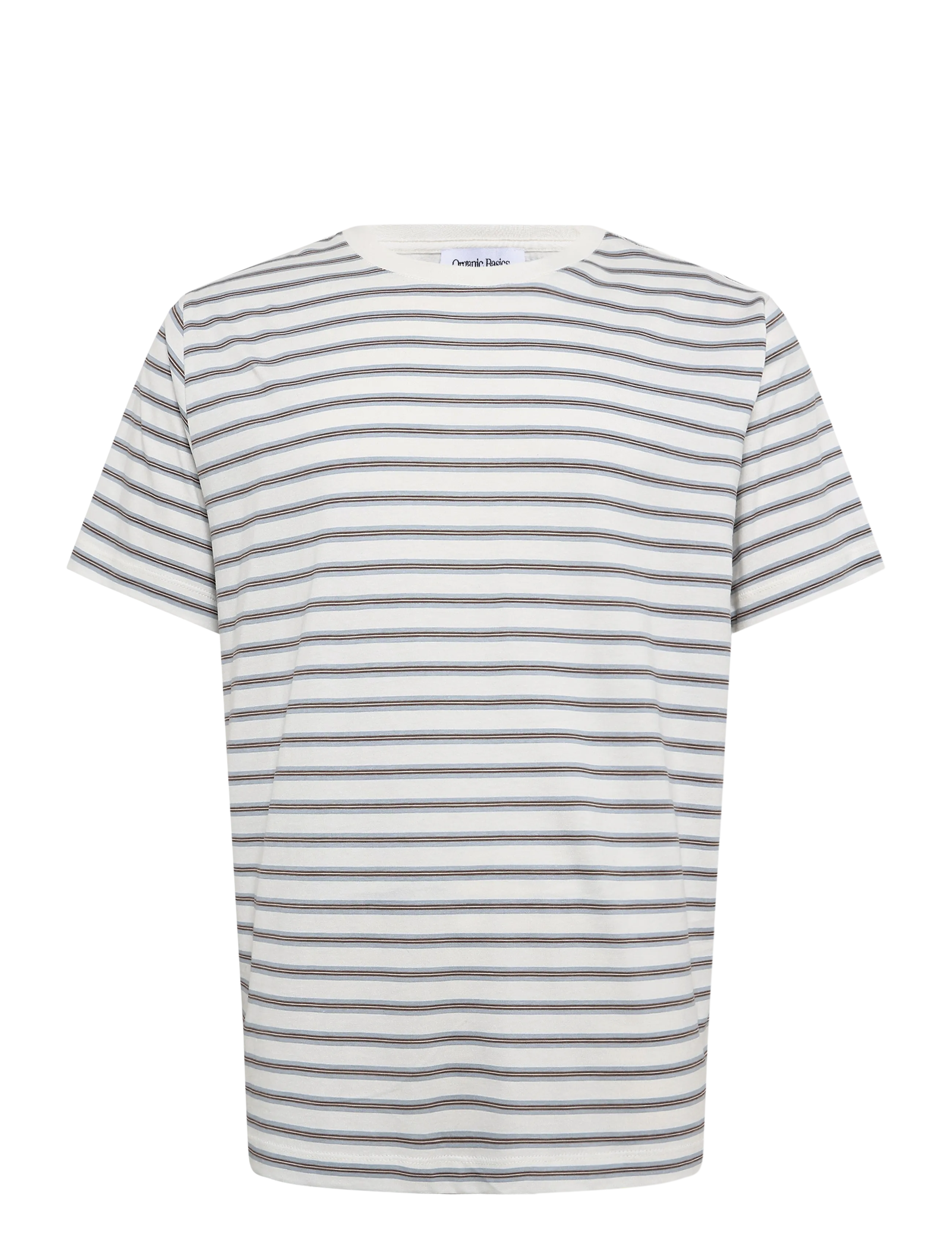 Organic Basics True Heavy Boxy Fit Tee - Organic Basics - STEAMY STRIPE / cream