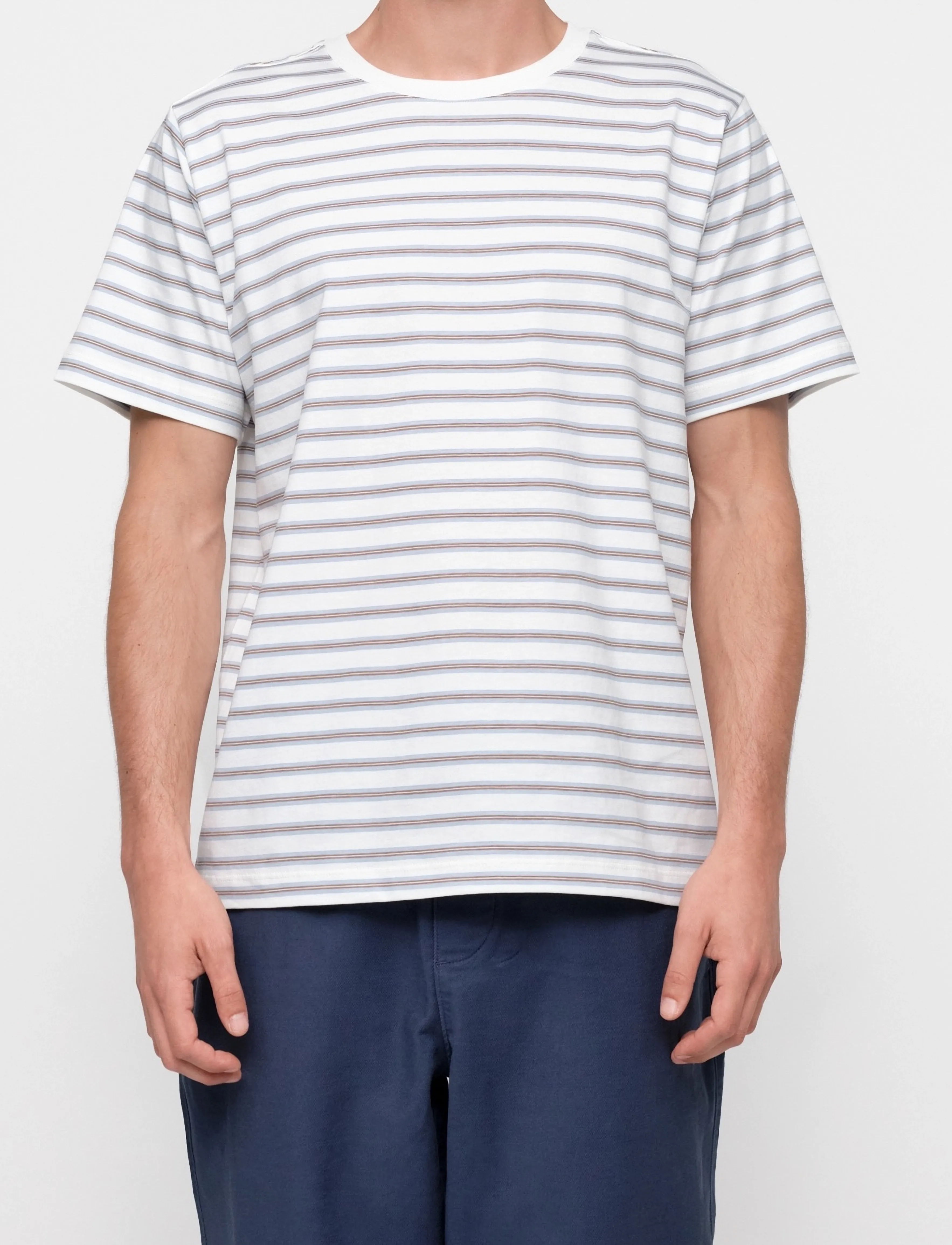 Organic Basics True Heavy Boxy Fit Tee - T-shirts - STEAMY STRIPE / cream