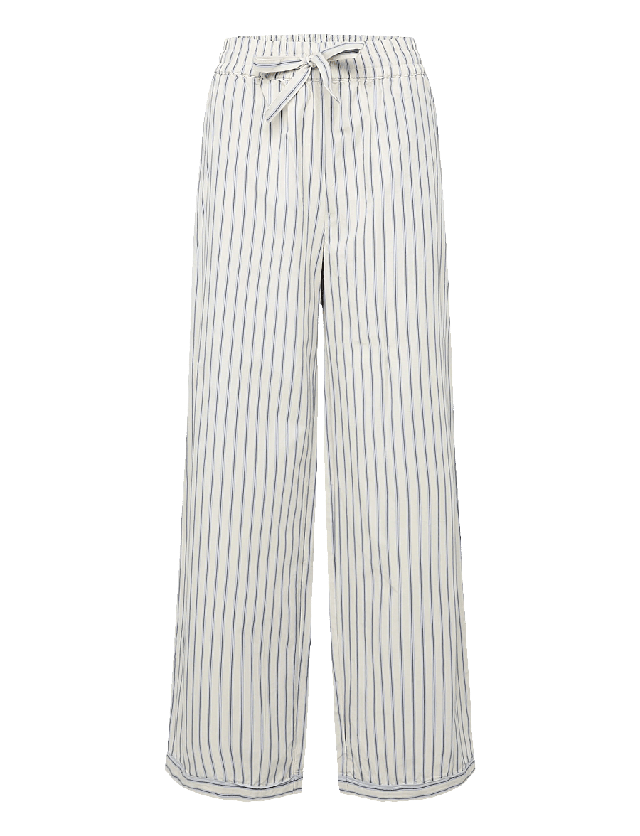 Organic Basics - Core Sleep Poplin Pants 2.0 - pyjamasbyxor - cloudy blue stripe - 1