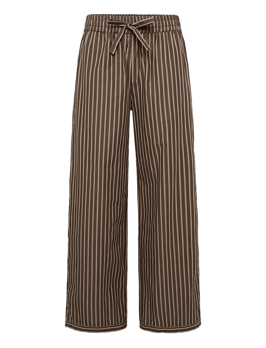 Organic Basics - Core Sleep Poplin Pants 2.0 - pyjamasbyxor - truffle stripe - 1