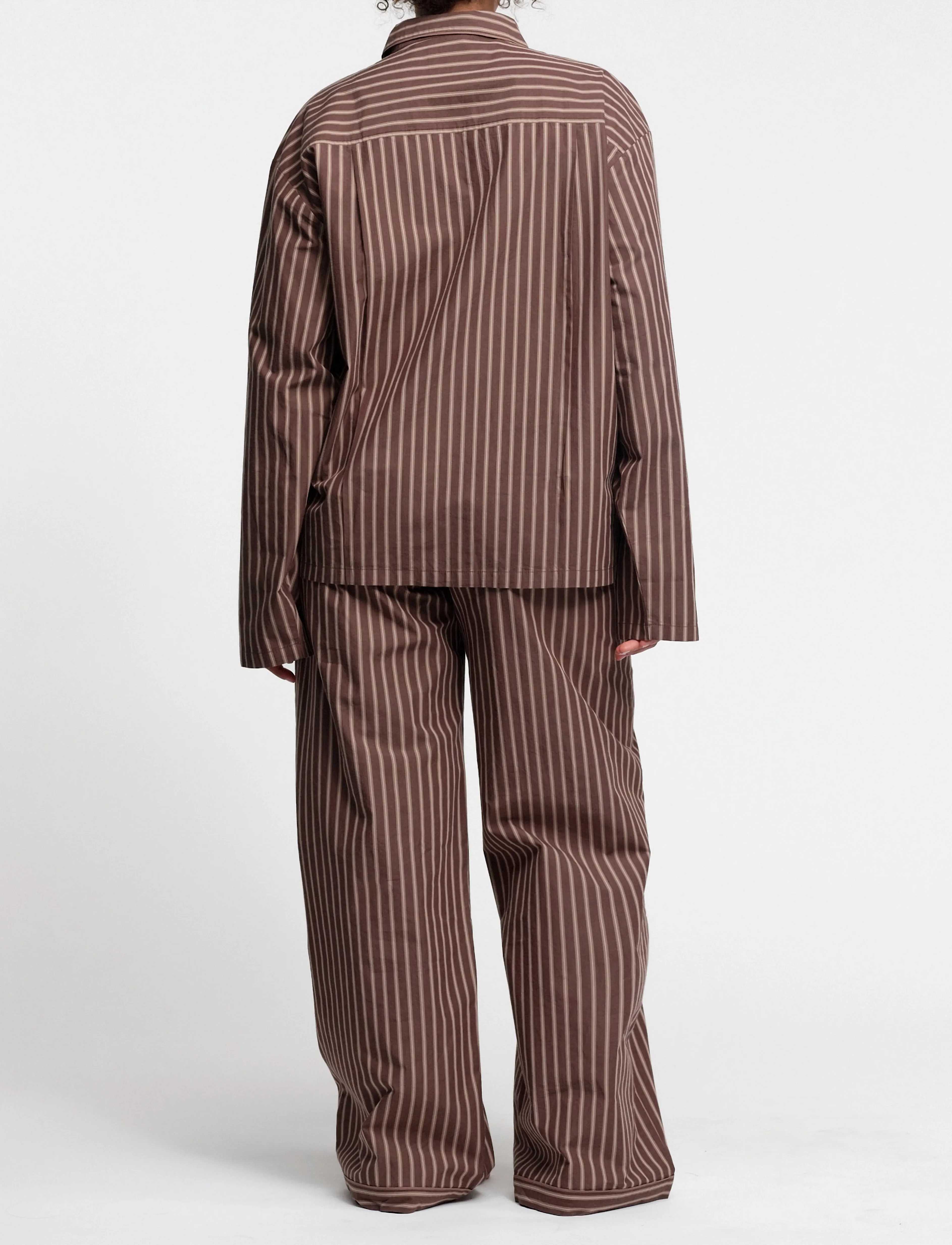 Organic Basics - Core Sleep Poplin Pants 2.0 - pidžaamapüksid - truffle stripe - 3
