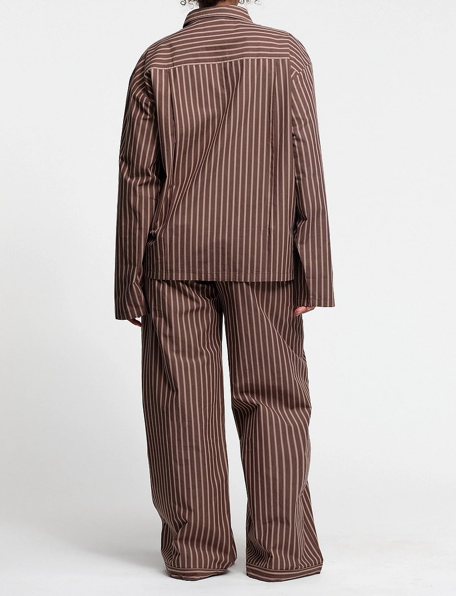 Organic Basics - Core Sleep Poplin Pants 2.0 - pidžaamapüksid - truffle stripe - 3