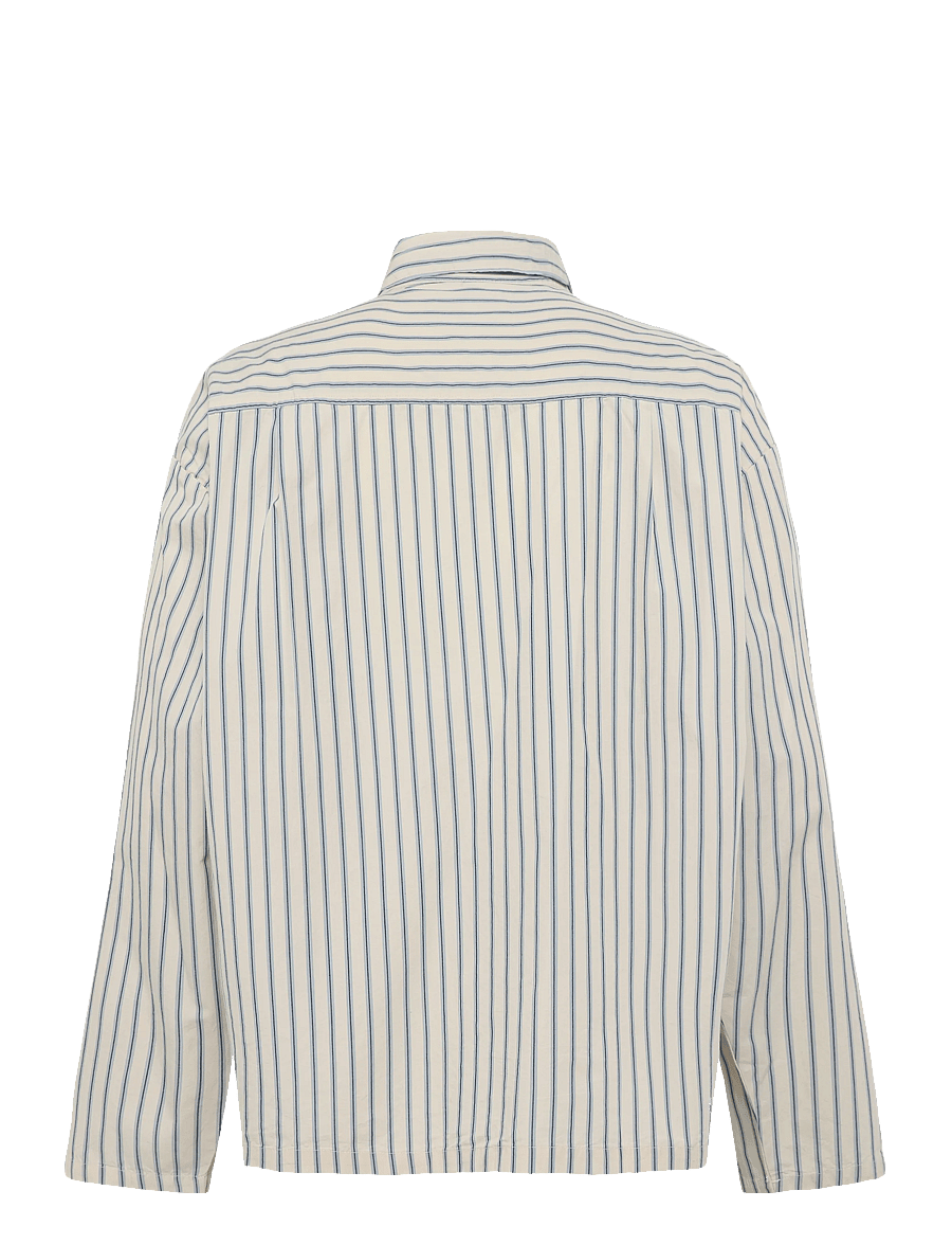 Organic Basics - Core Sleep Poplin Shirt 2.0 - pyjamaoberteile - cloudy blue stripe - 1