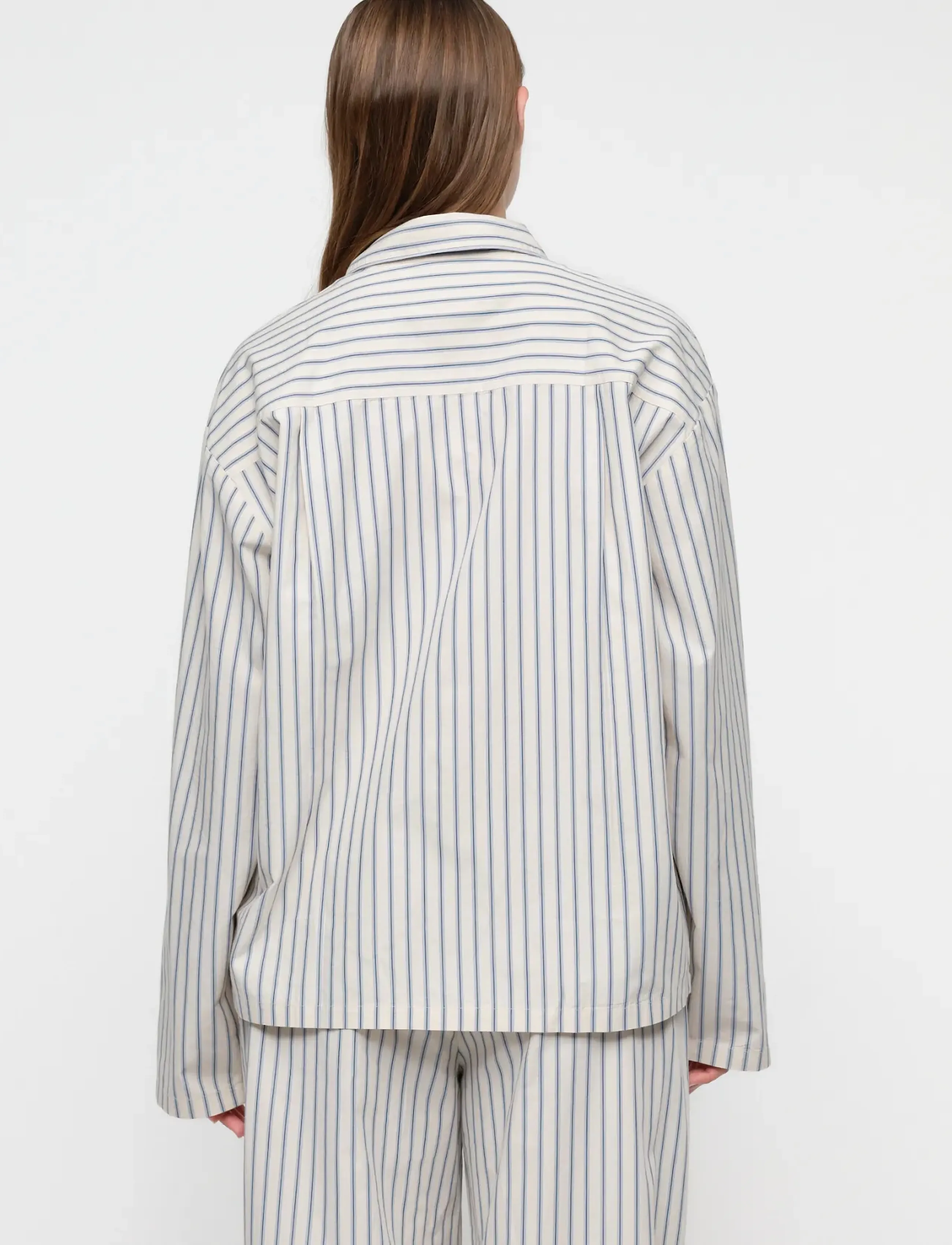 Organic Basics - Core Sleep Poplin Shirt 2.0 - pyjama tops - cloudy blue stripe - 3