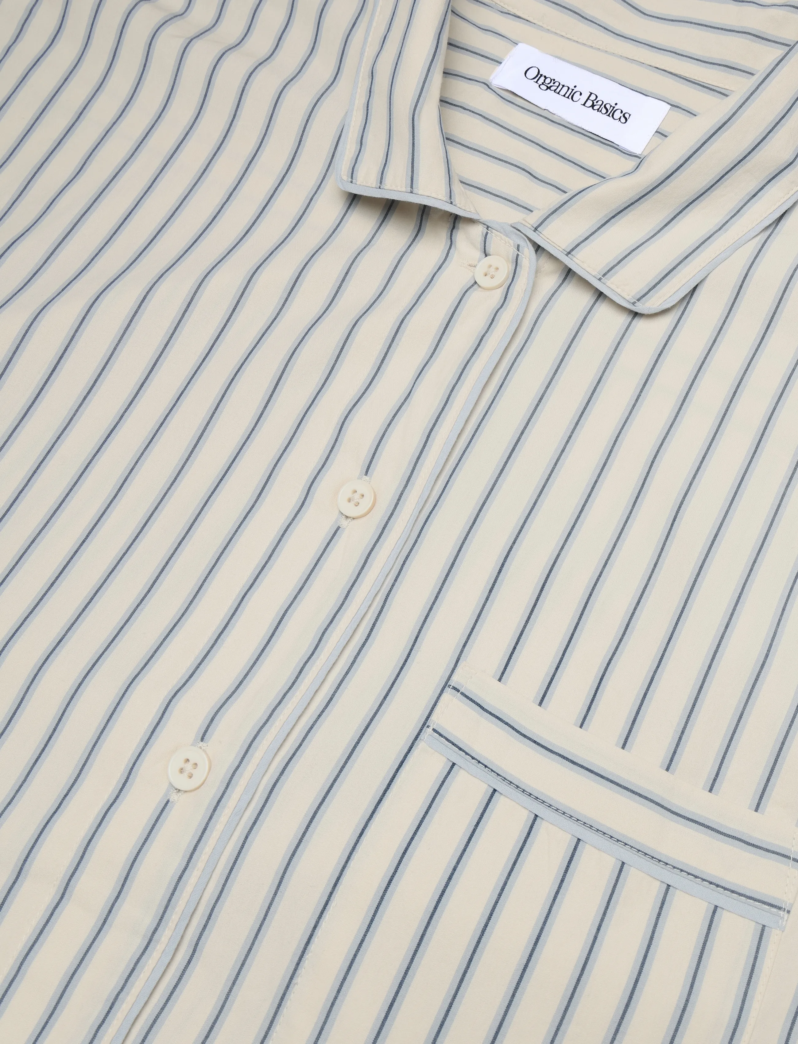 Organic Basics - Core Sleep Poplin Shirt 2.0 - pyjamaoberteile - cloudy blue stripe - 2