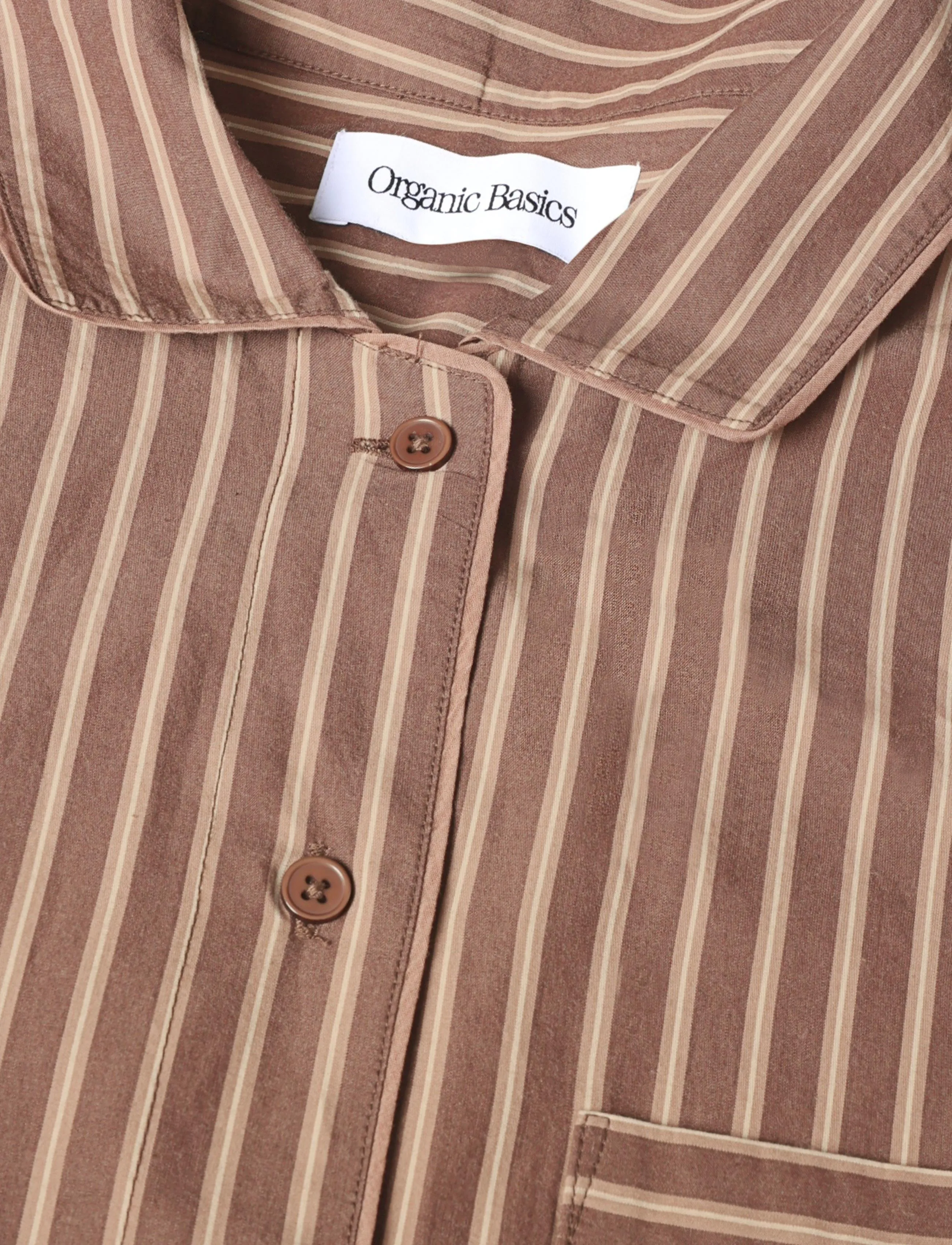 Organic Basics - Core Sleep Poplin Shirt 2.0 - pyjamasöverdelar - truffle stripe - 2