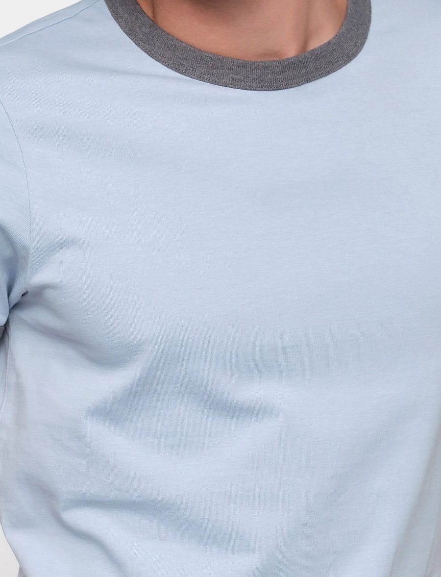 Organic Basics - True Heavy Ringer Tee - kurzärmelige t-shirts - cloudy blue - 3