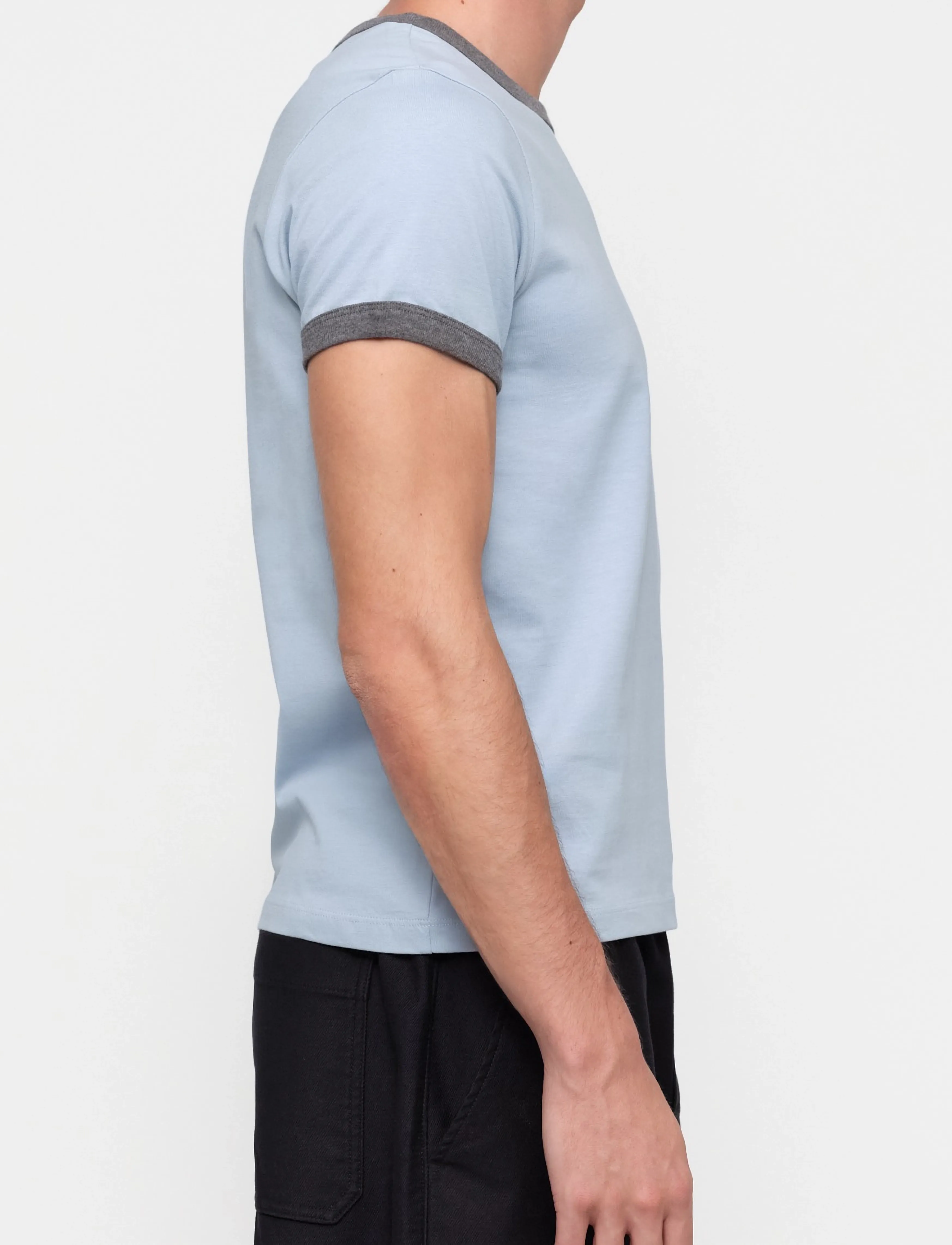 Organic Basics - True Heavy Ringer Tee - kurzärmelige t-shirts - cloudy blue - 4