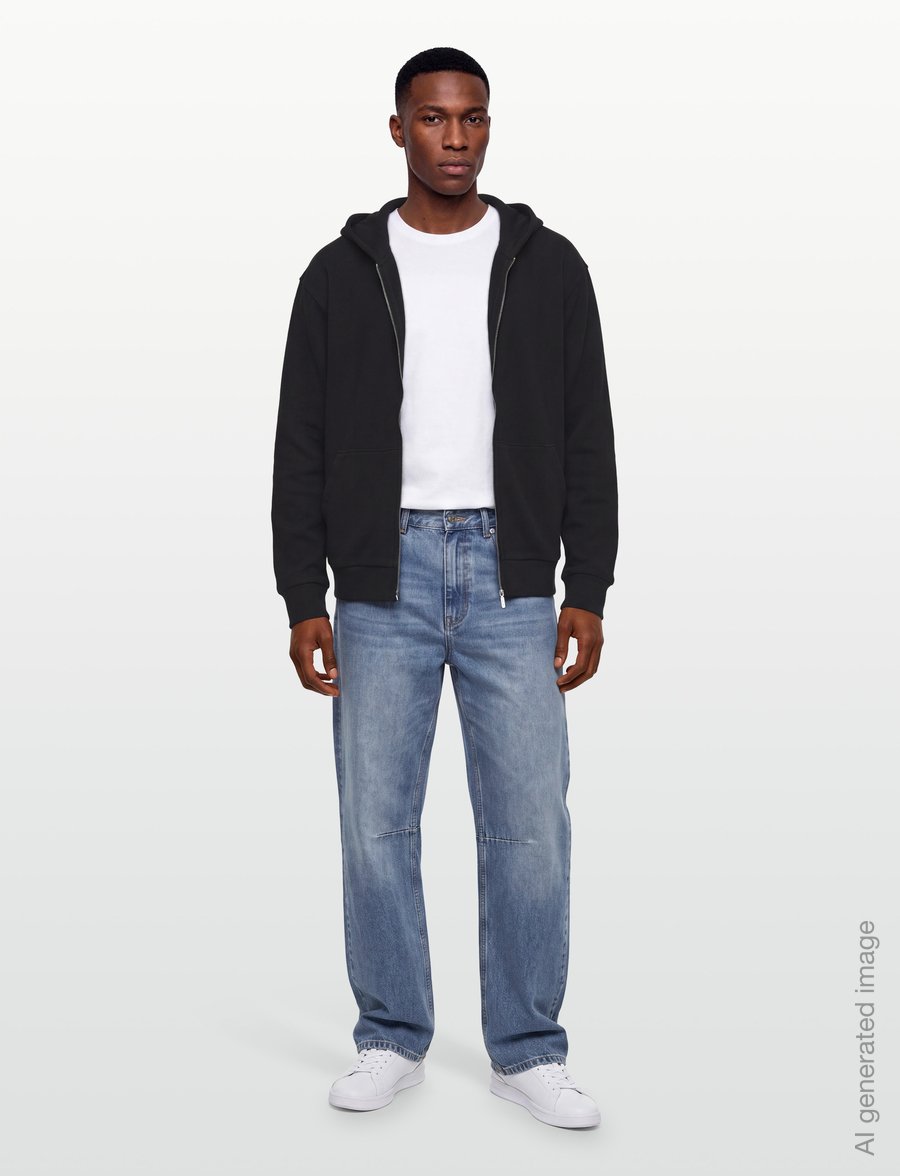 Organic Basics - Waffle Zip Hoodie - hoodies - black - 0
