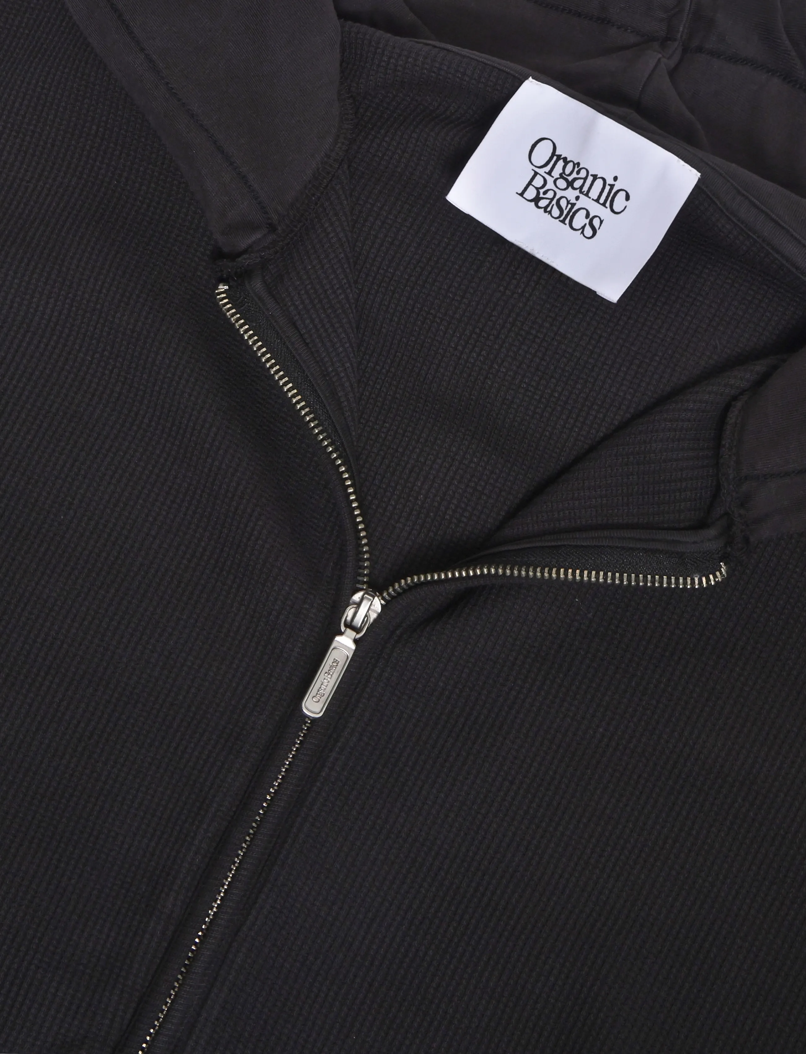 Organic Basics - Waffle Zip Hoodie - hoodies - black - 2