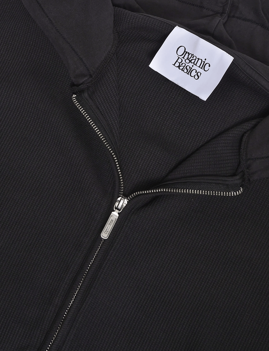 Organic Basics - Waffle Zip Hoodie - hoodies - black - 2