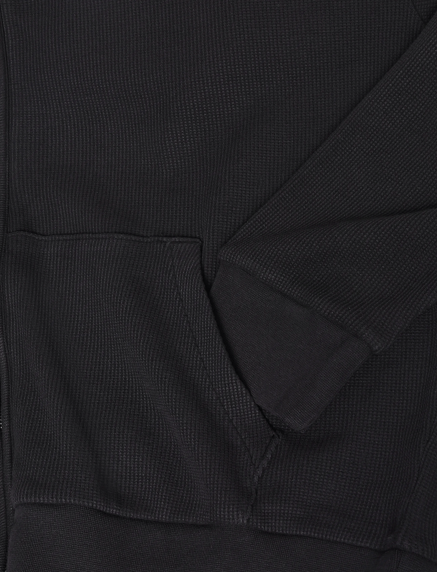 Organic Basics - Waffle Zip Hoodie - hoodies - black - 3