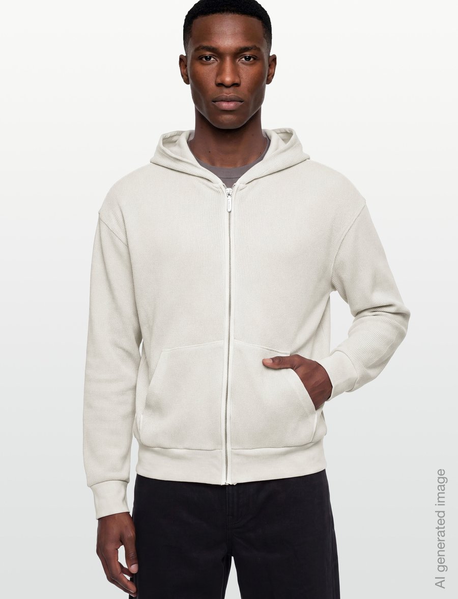 Organic Basics - Waffle Zip Hoodie - kapuzenpullover - moon river - 3