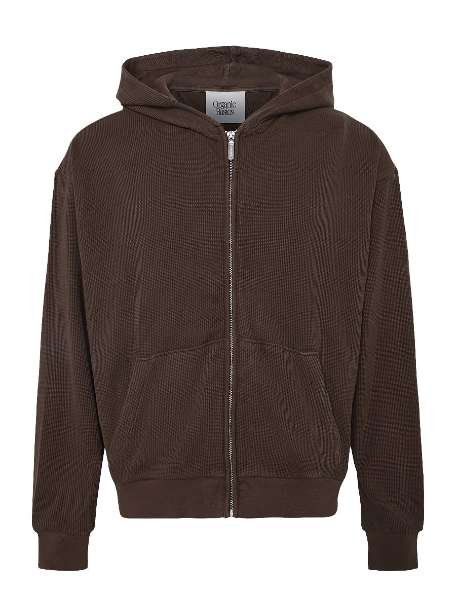 Organic Basics - Waffle Zip Hoodie - hoodies - truffle - 1