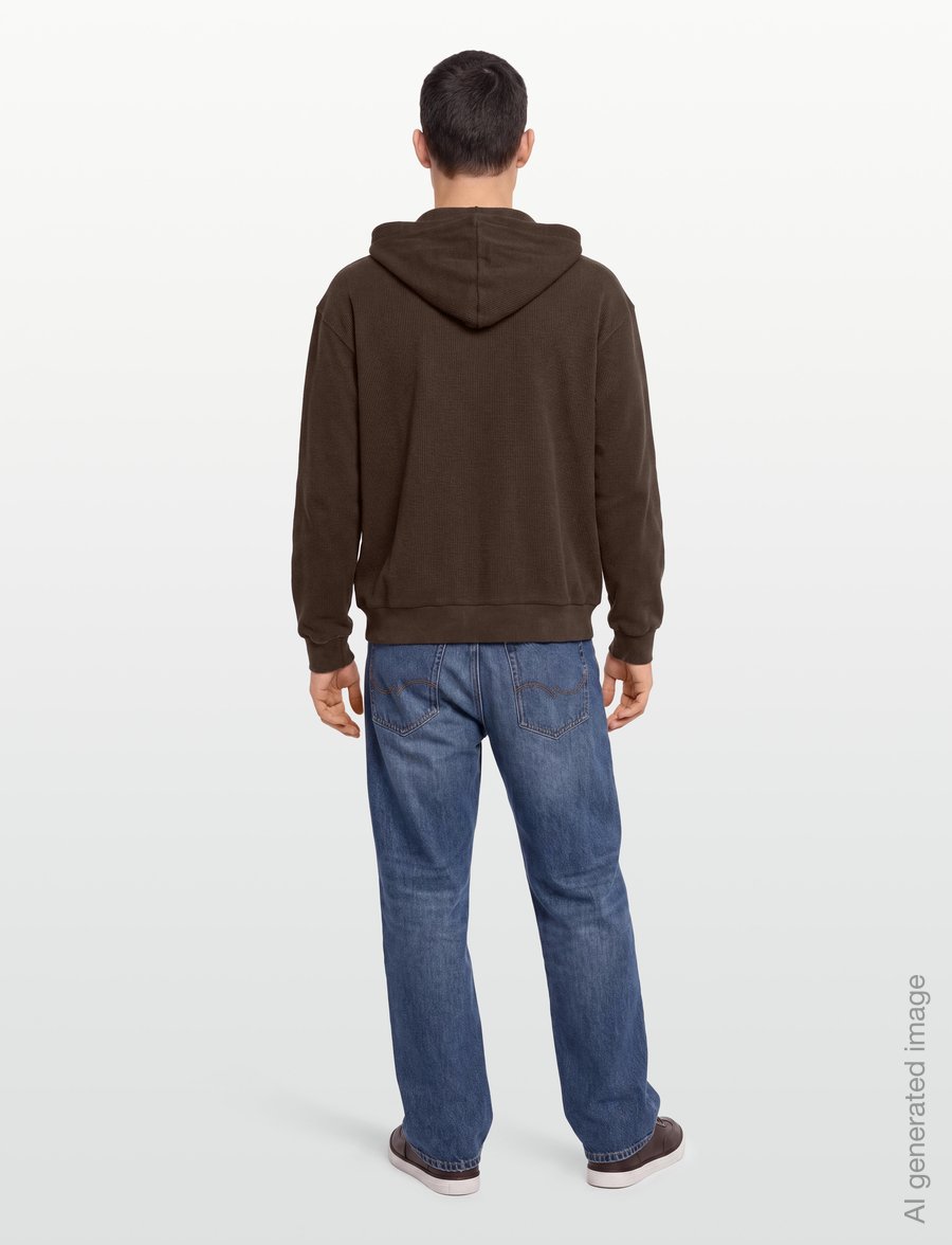 Organic Basics - Waffle Zip Hoodie - hoodies - truffle - 4
