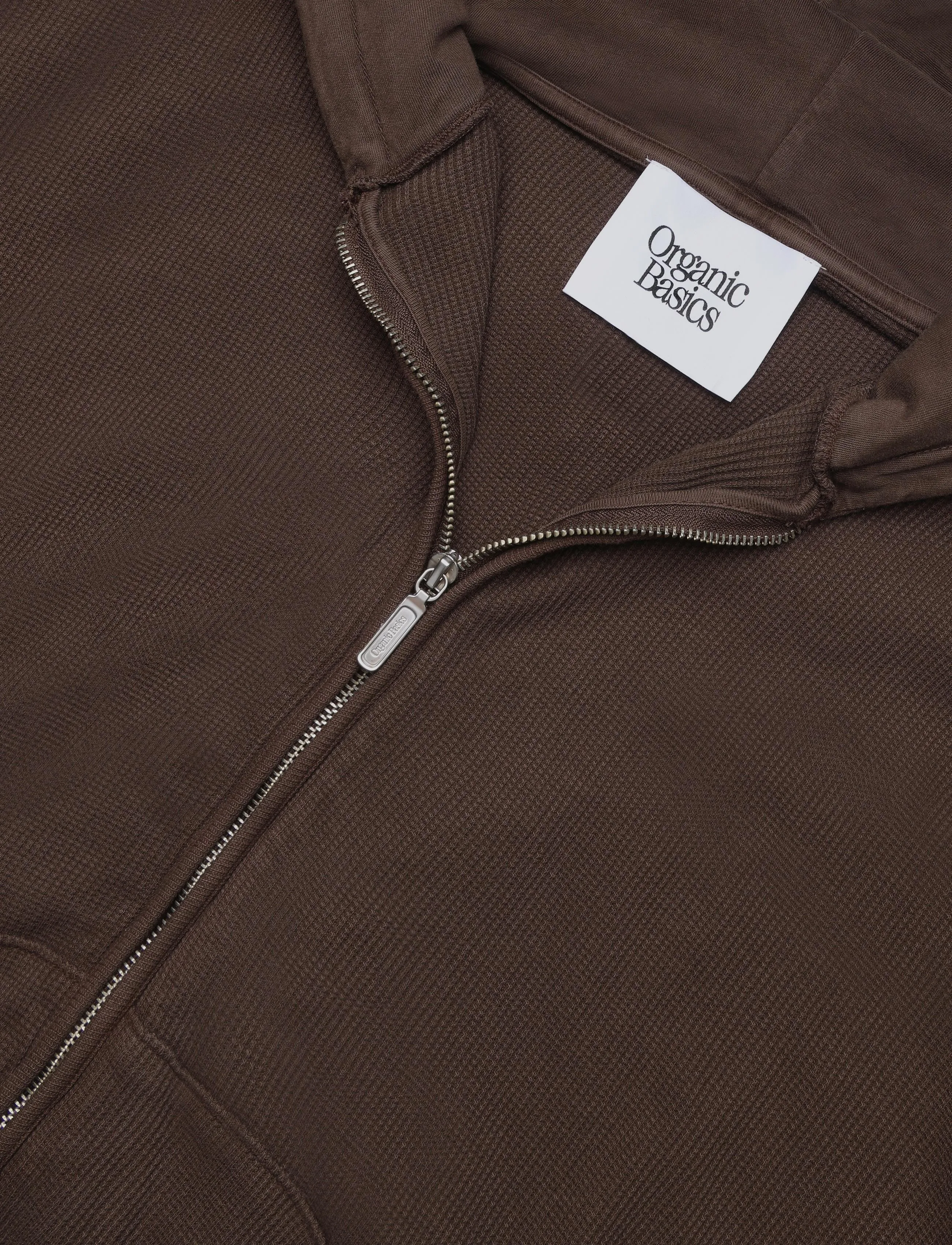 Organic Basics - Waffle Zip Hoodie - hoodies - truffle - 5