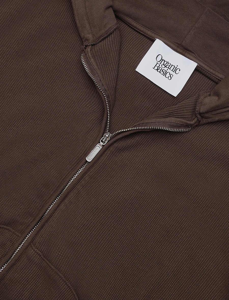 Organic Basics - Waffle Zip Hoodie - hoodies - truffle - 5