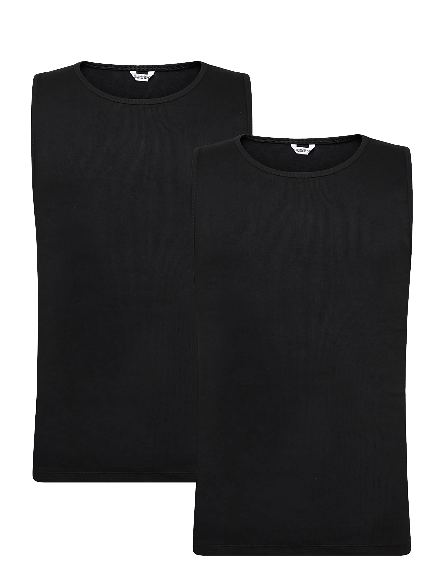 Organic Basics - Core Rib Tank 2-Pack - pidžaamasärgid - black - 0